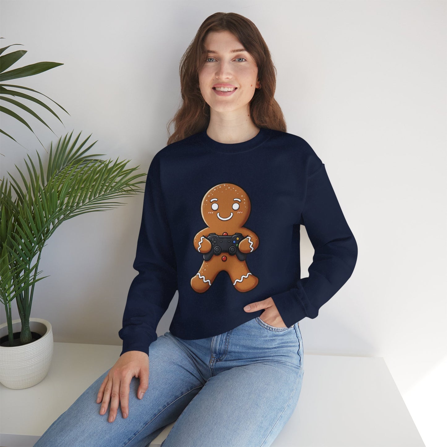 Gamer Gingerbread Sweatshirt | Funny Christmas Sweater | Cute Holiday Crewneck for Gamers | Cozy Unisex Winter Gift