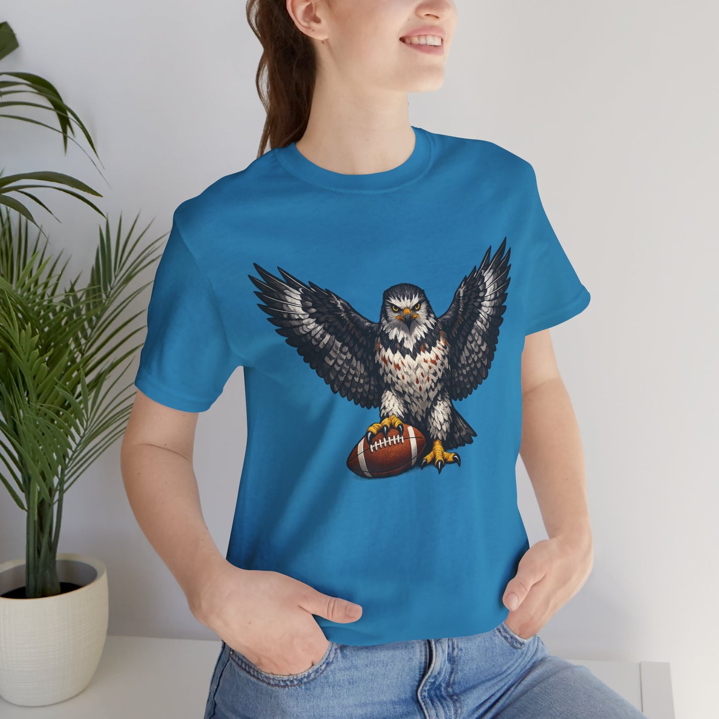 Hawk Football Shirt, Hawk Holding Football T Shirt, Hawk Mascot Tee, Football Bird Of Prey Shirt, Game Day Sports Tee, Hawk Fan Gift