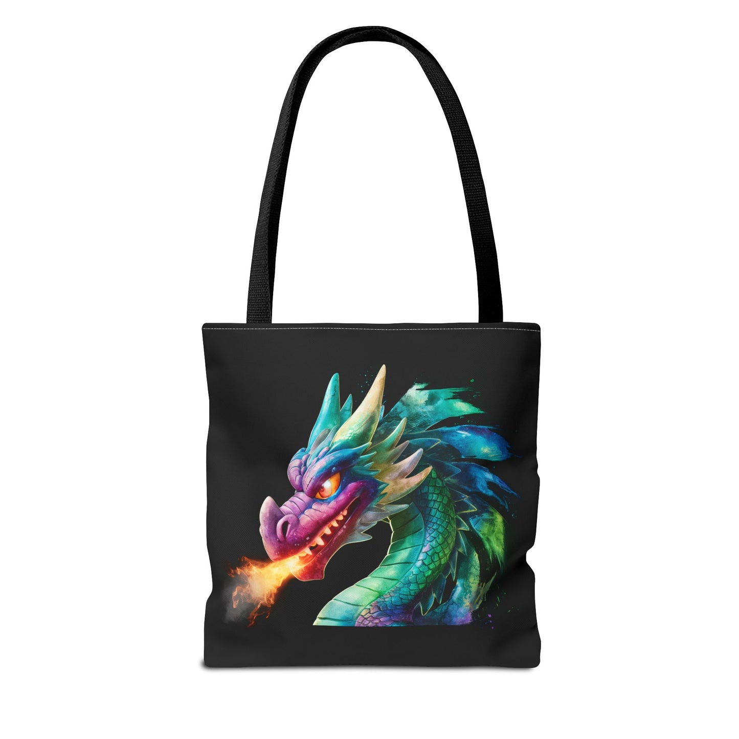 Double-Sided Fierce Dragon Canvas Tote - Colorful Fire-Breathing Fantasy, Eco Reusable Bag, Gift for Dragon Lover