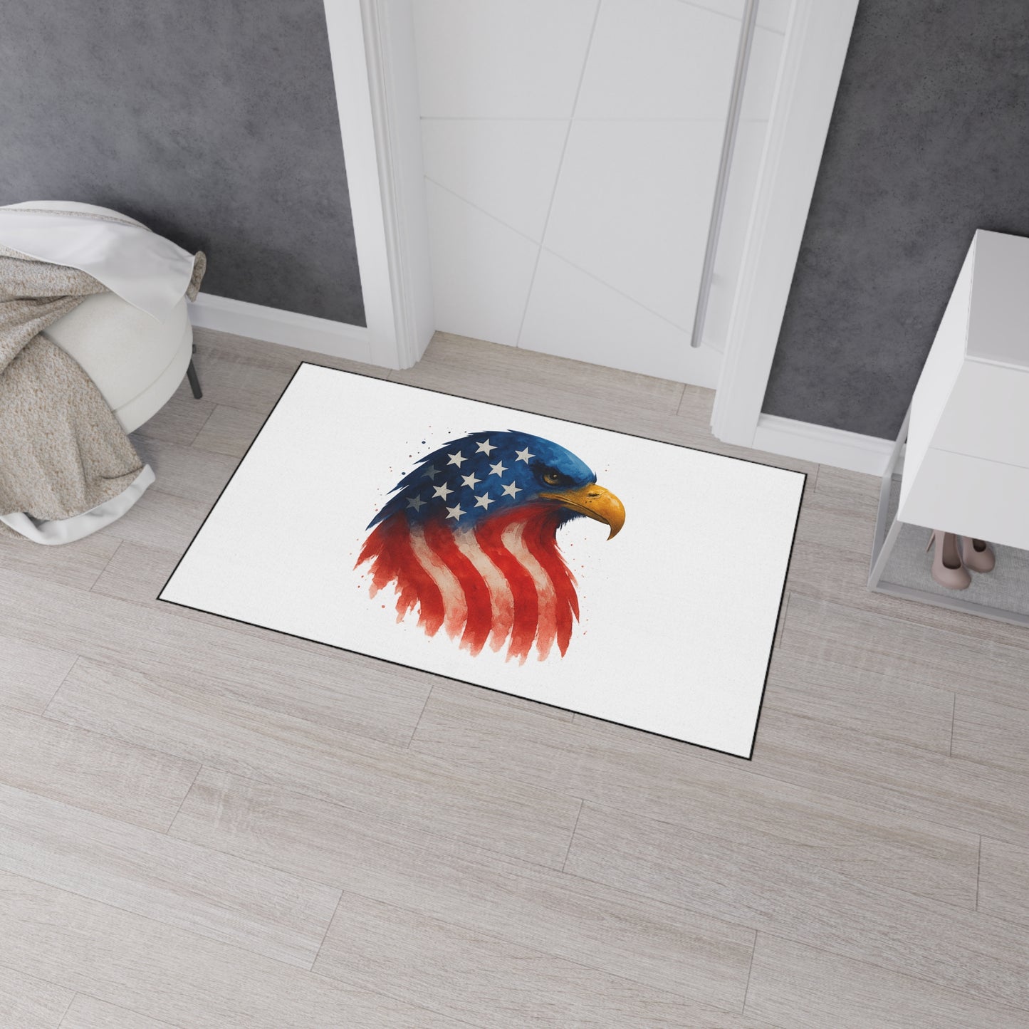 Patriotic Eagle Floor Mat - USA Flag Heavy Duty Entry Rug, Americana Welcome Mat for Porch, 4 July, Veteran Gift, Indoor Outdoor US Decor