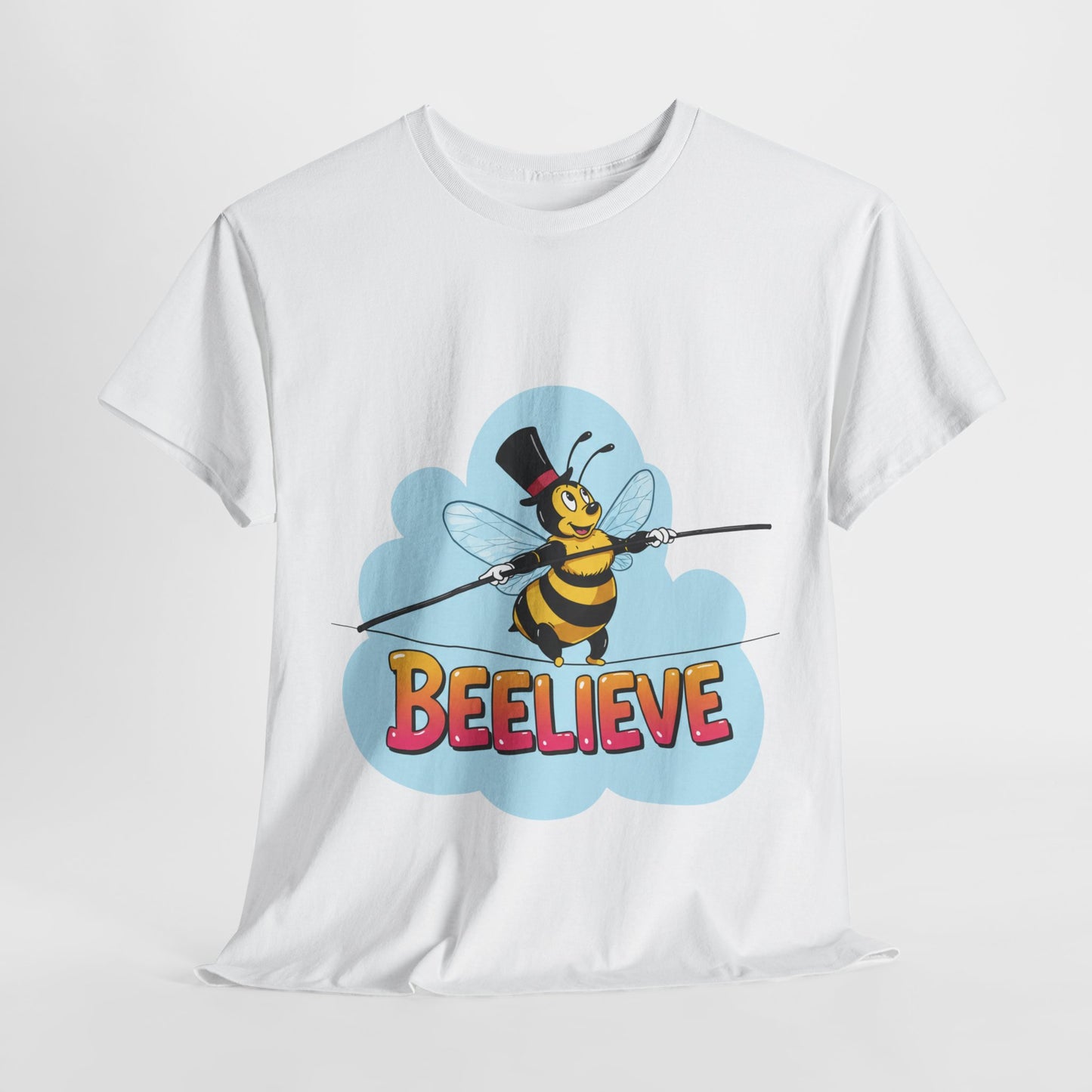 “Beelieve” Bee Pun T‑Shirt | Cute Bee Graphic Tee | Inspirational Pun Shirt | Funny Nature Lover Gift | Bee Belief Positive Vibes Tee
