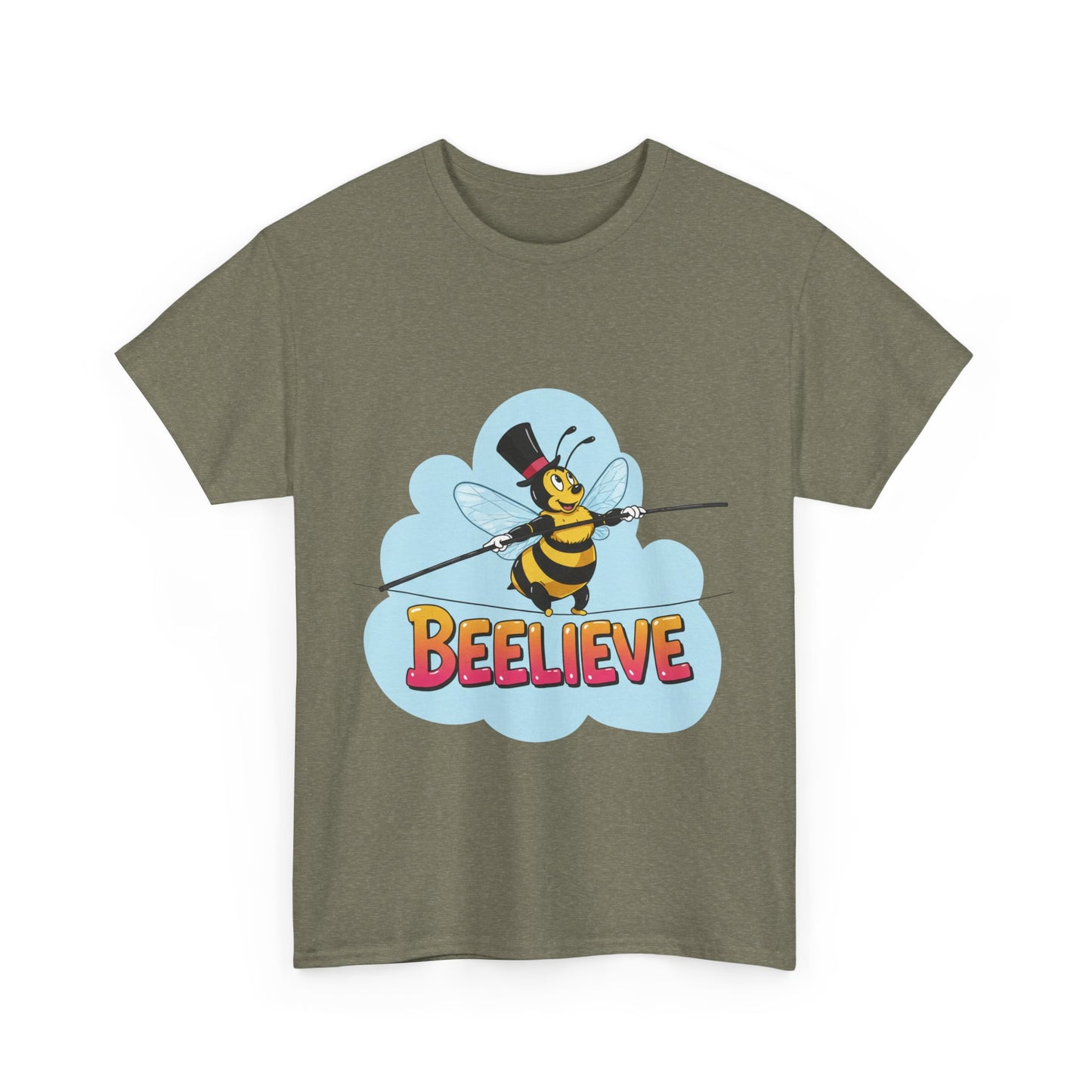 “Beelieve” Bee Pun T‑Shirt | Cute Bee Graphic Tee | Inspirational Pun Shirt | Funny Nature Lover Gift | Bee Belief Positive Vibes Tee