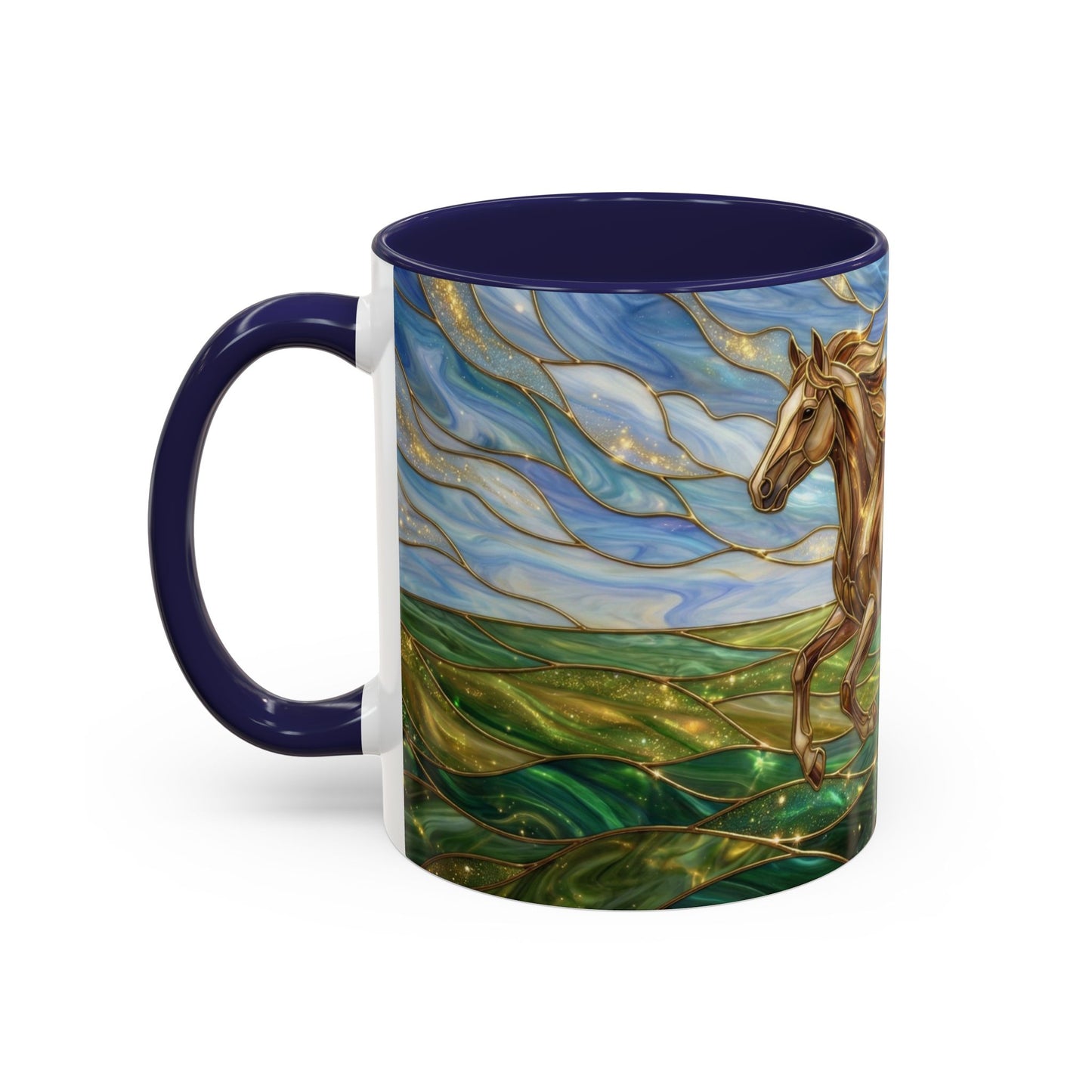 Stained Glass Horse Mug, Horse Coffee Mug, Running Horse Cup, Equestrian Gift Mug, Nature Art Mug, Horse Lover Gift