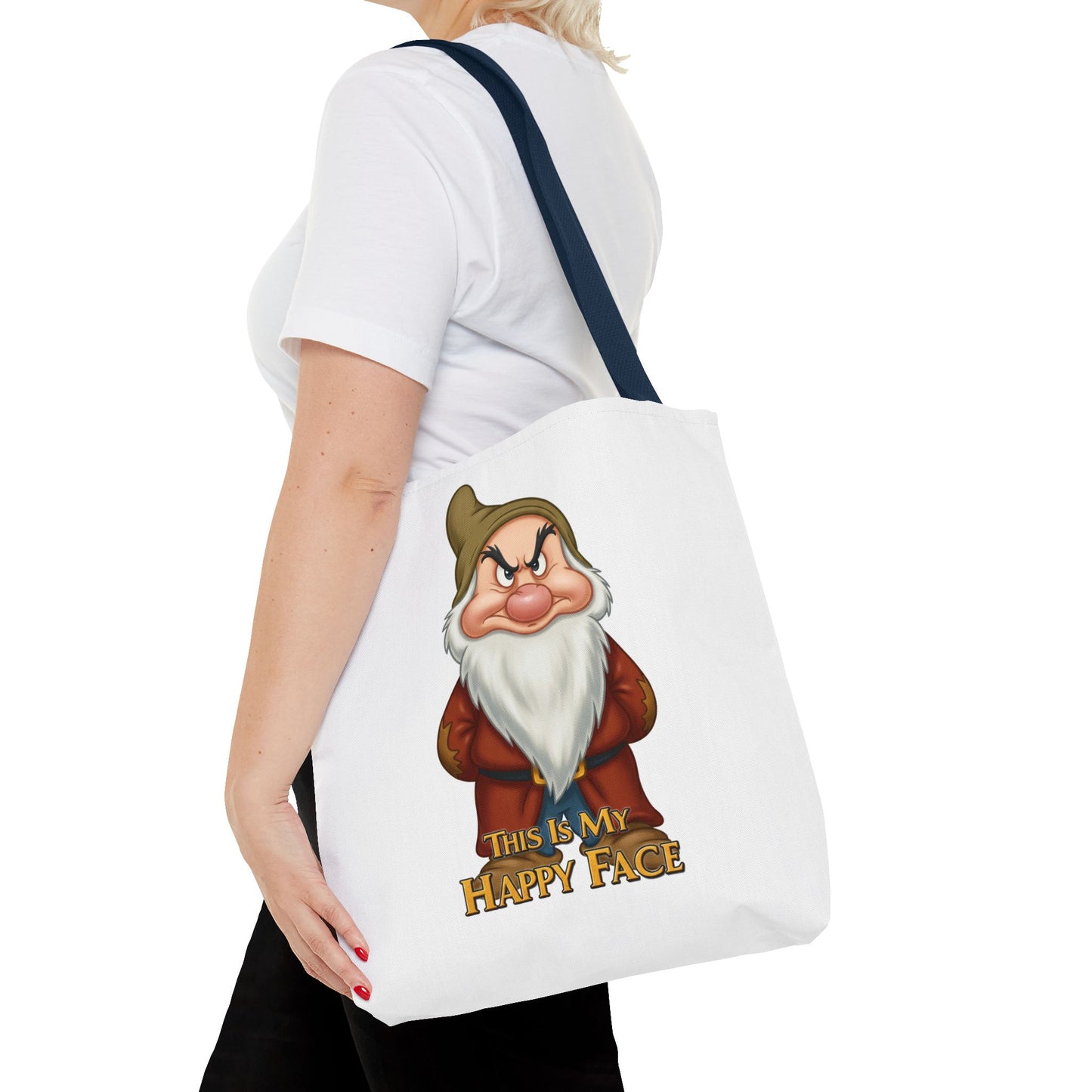 Grumpy Dwarf Tote Bag - "This Is My Happy Face"
