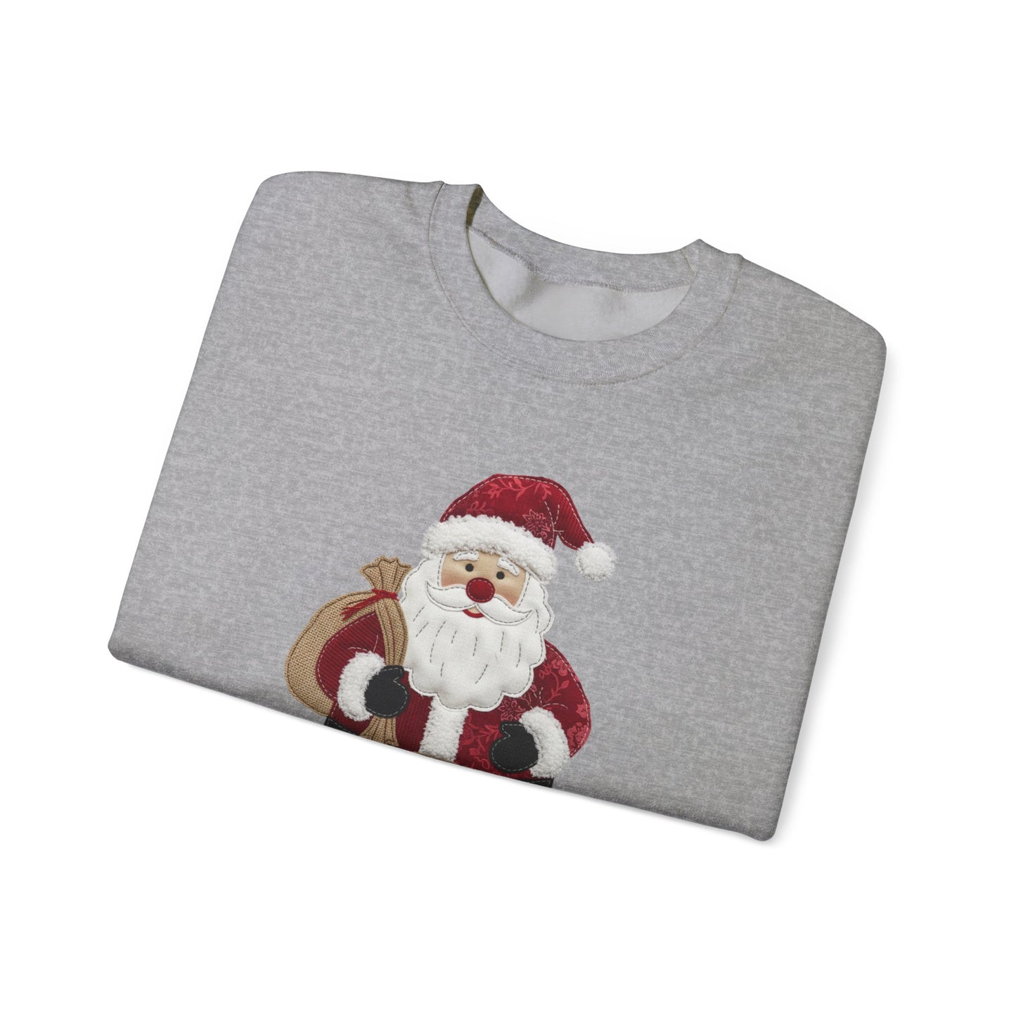 Faux patchwork Santa sweatshirt, Christmas Santa crewneck, cozy holiday sweater, vintage Santa pullover, festive winter sweatshirt, Xmas gift