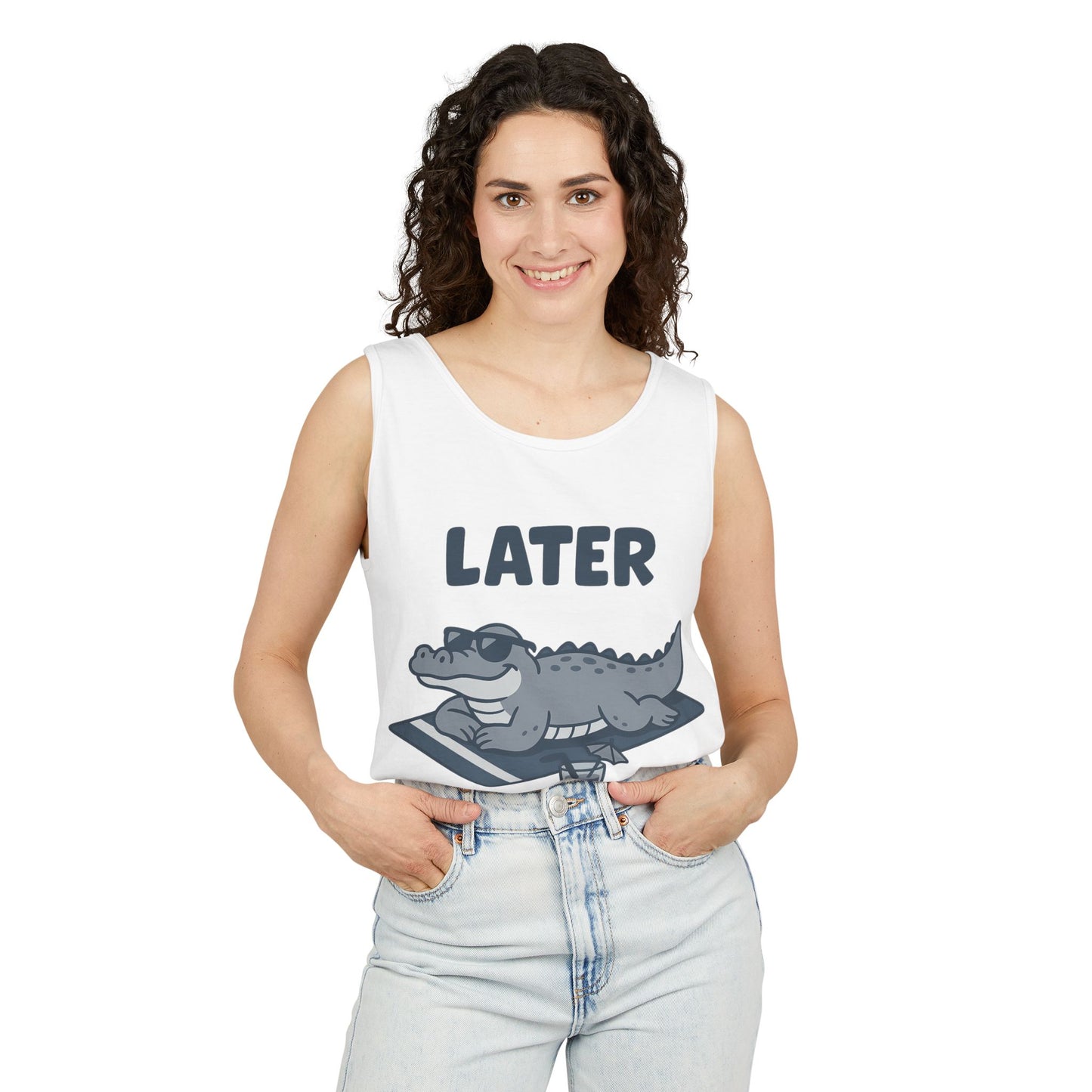 Funny Crocodile Tank Top - ‘Later Gator’ Cute Graphic Croc Tee, Summer Vest, Beach Gift, Sarcastic Animal Humor, Festival and Everyday Wear