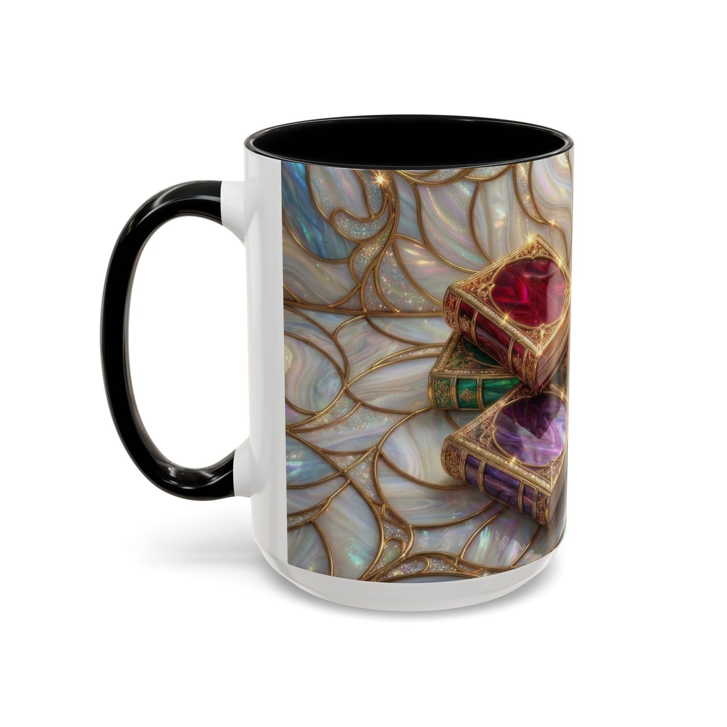 Stained Glass Book Mug, Fantasy Book Lover Coffee Cup, Magical Library Mug, Bookish Gift For Readers, Dark Academia Mug
