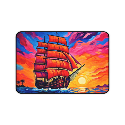 Desk Mat - Sunset Ship Sailing Mouse Pad