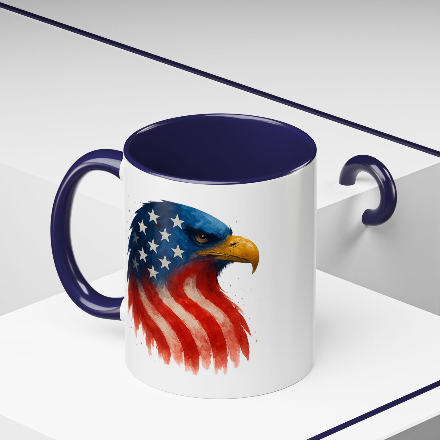 American Flag Eagle Mug - Patriotic Coffee Cup - USA Bald Eagle Gift - 4th of July Mug - Independence Day Drinkware - Veteran Gift