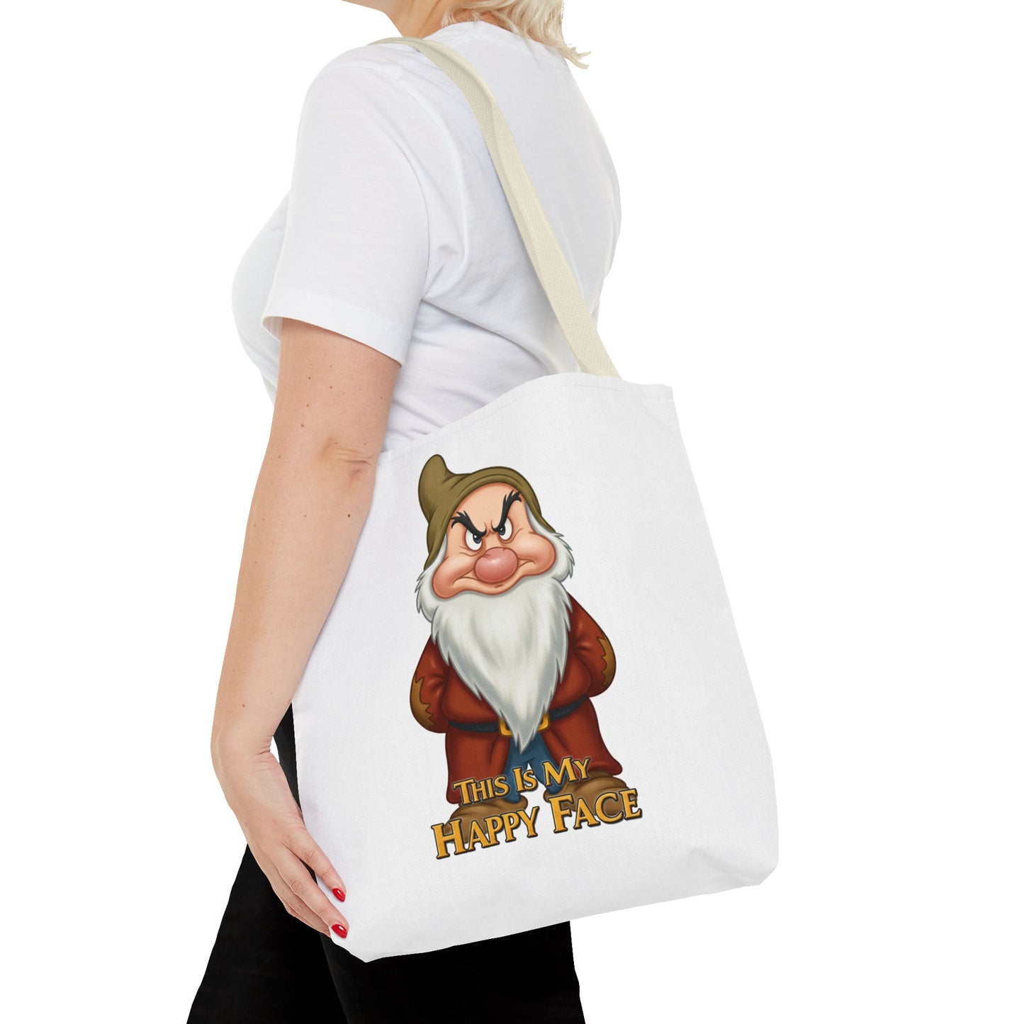 Grumpy Dwarf Tote Bag - "This Is My Happy Face"