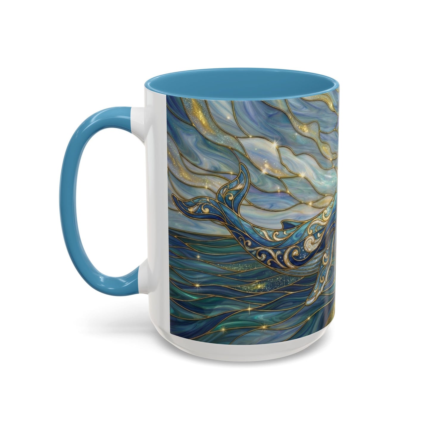 Whimsical Whale & Giraffe Accent Coffee Mug — Artistic Ocean-Sky Illustration (11/15oz)