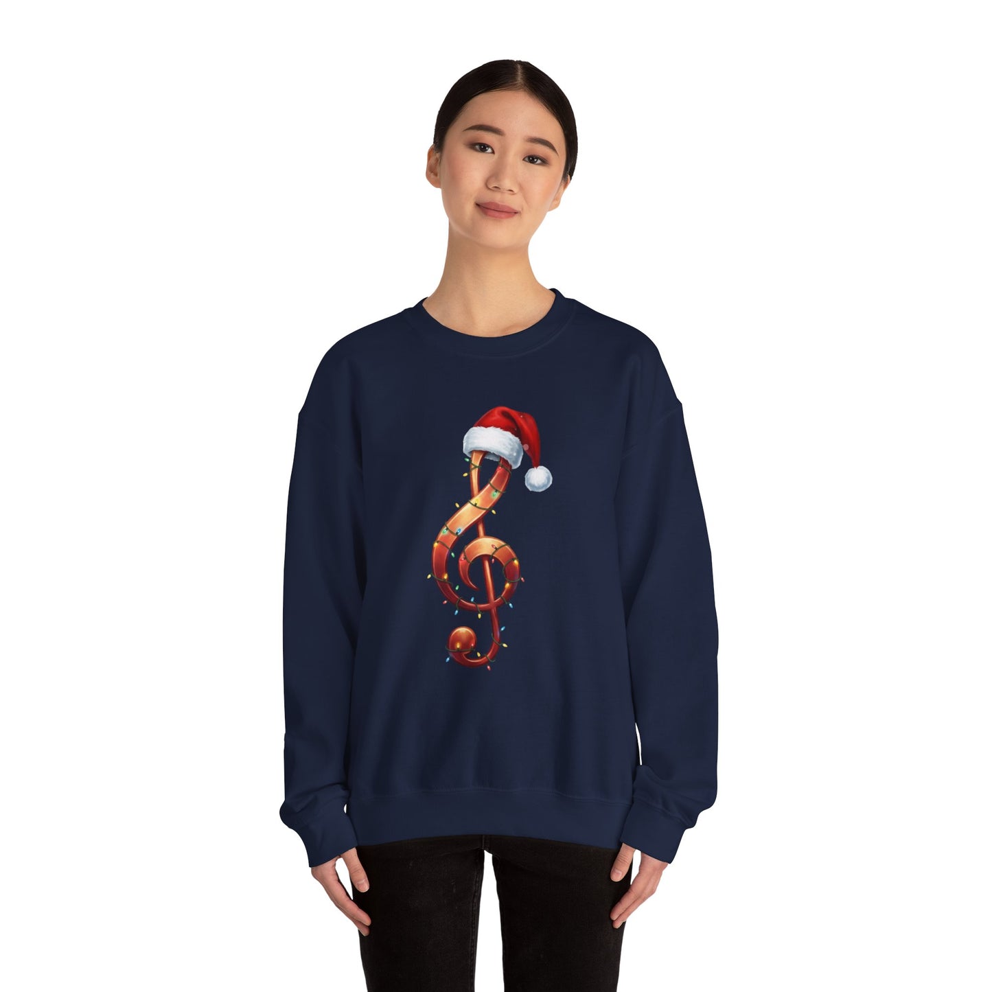 Christmas treble clef sweatshirt, music note Santa hat shirt, Christmas lights music lover sweater, musician holiday crewneck, Xmas gift