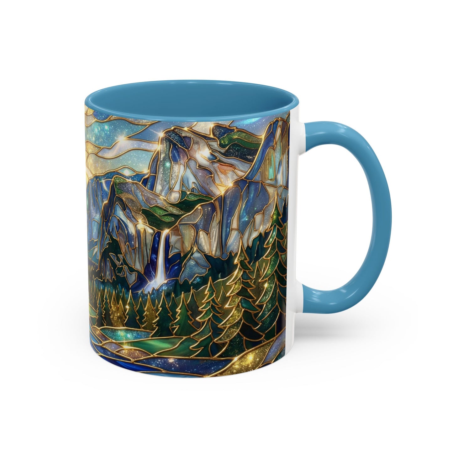 Stained Glass Yosemite Mug, Yosemite Mountain Coffee Cup, Waterfall Landscape Art Mug, Scenic Nature Mug, Yosemite Gift, Outdoor Lover Gift