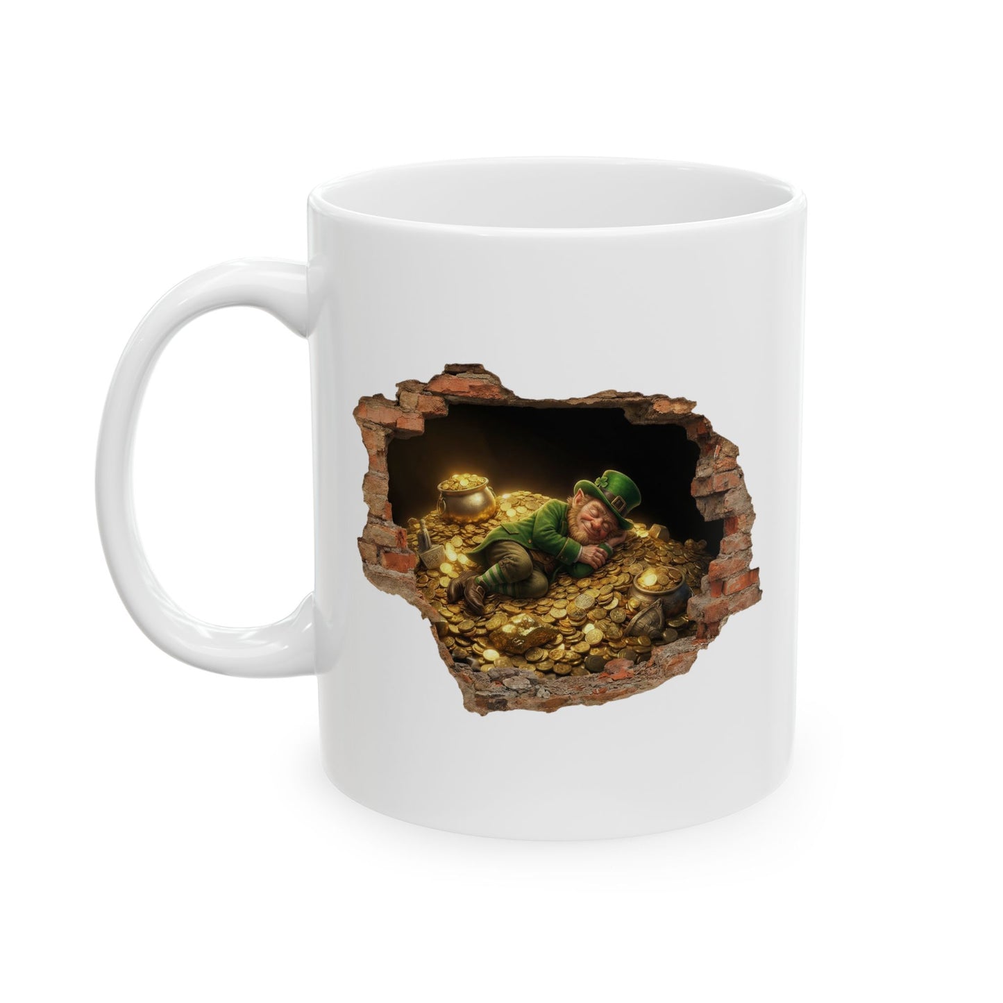 Leprechaun Coffee Mug, St Patricks Day Mug, Irish Gold Mug, Cute Leprechaun Art Cup, St Paddy Gift, Funny Irish Coffee Mug