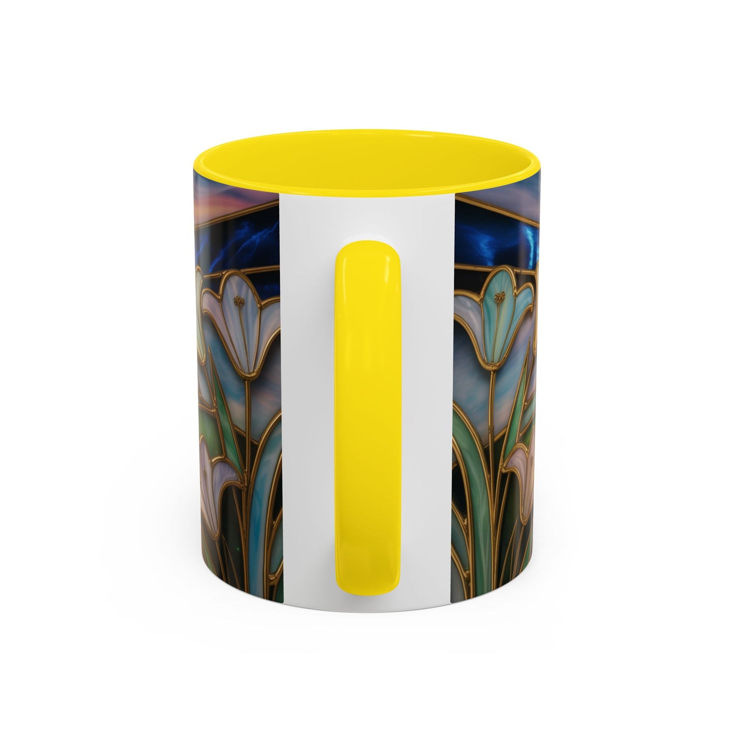 Stained Glass Cross Mug, Christian Coffee Cup, Faith Gift Mug, Religious Art Mug, Floral Church Mug, Inspirational Faith Cup, Easter Gift