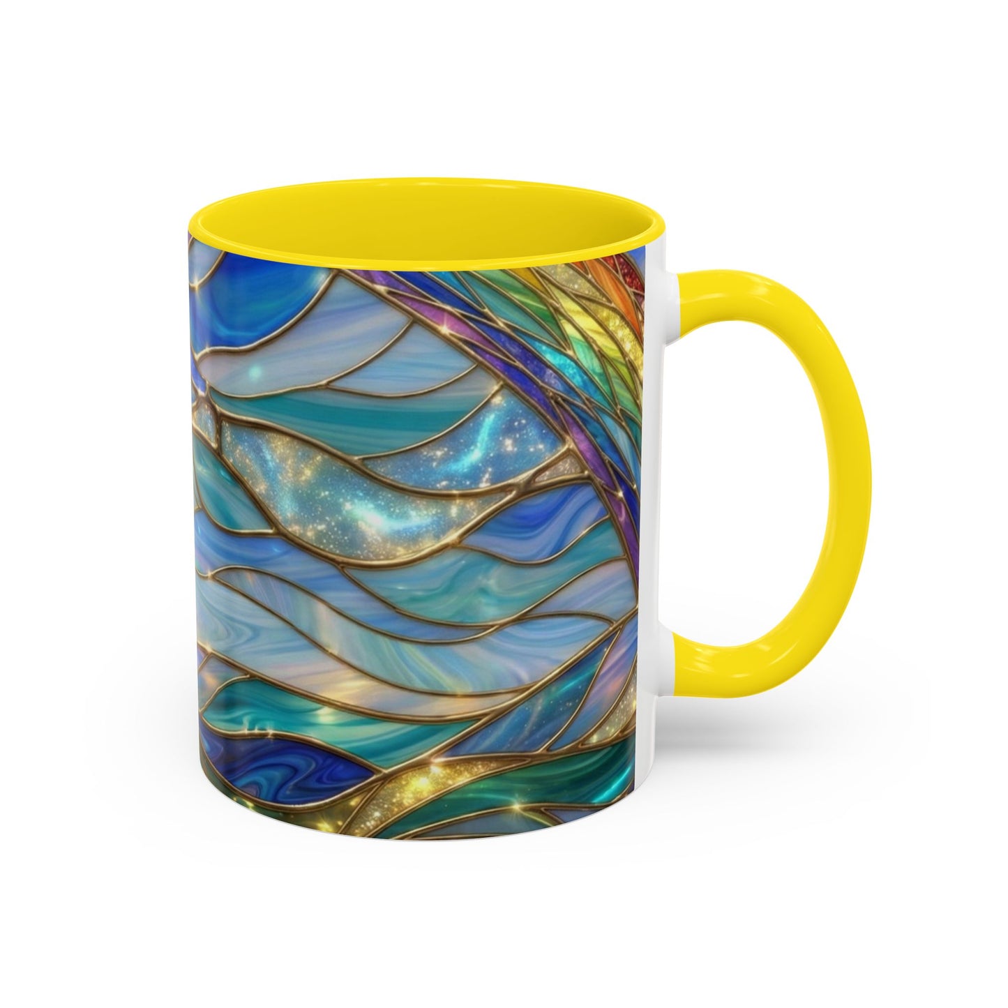 Stained Glass Rainbow Mug, Pot Of Gold Coffee Cup, St Patricks Day Gift, Magical Fantasy Tea Cup, Lucky Irish Leprechaun, Colorful Art