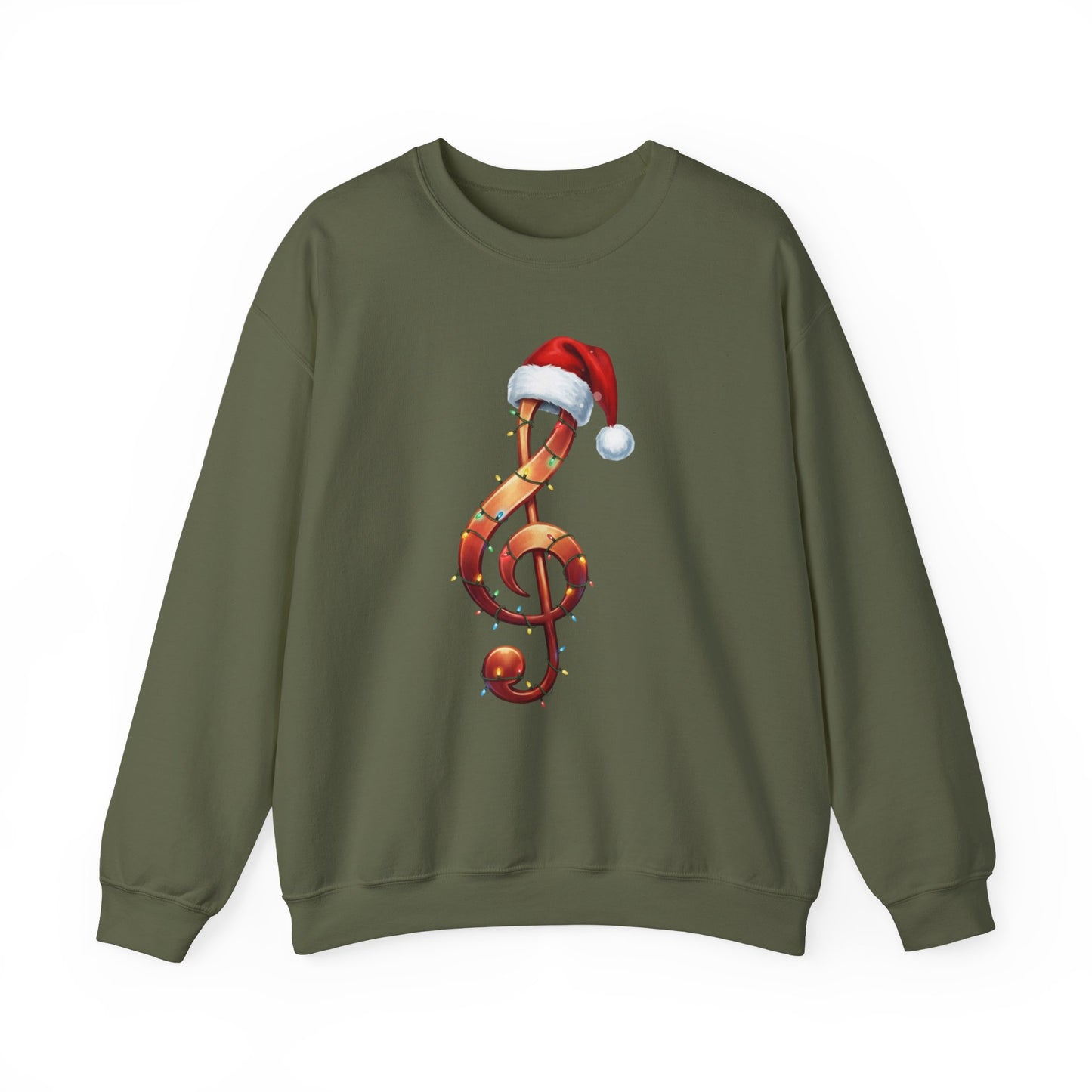 Christmas treble clef sweatshirt, music note Santa hat shirt, Christmas lights music lover sweater, musician holiday crewneck, Xmas gift