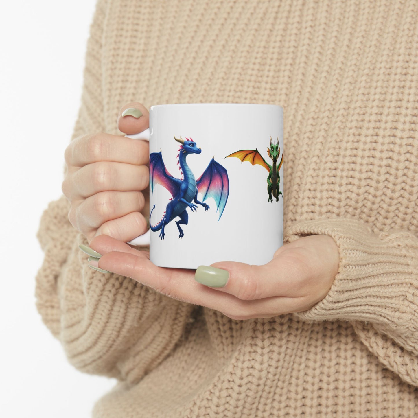 Colorful Dragon Mug | Fantasy Coffee Cup | Cute Dragon Gift for Kids & Adults | Gamer, DnD, Magic Lover Mug | Unique Creature Art