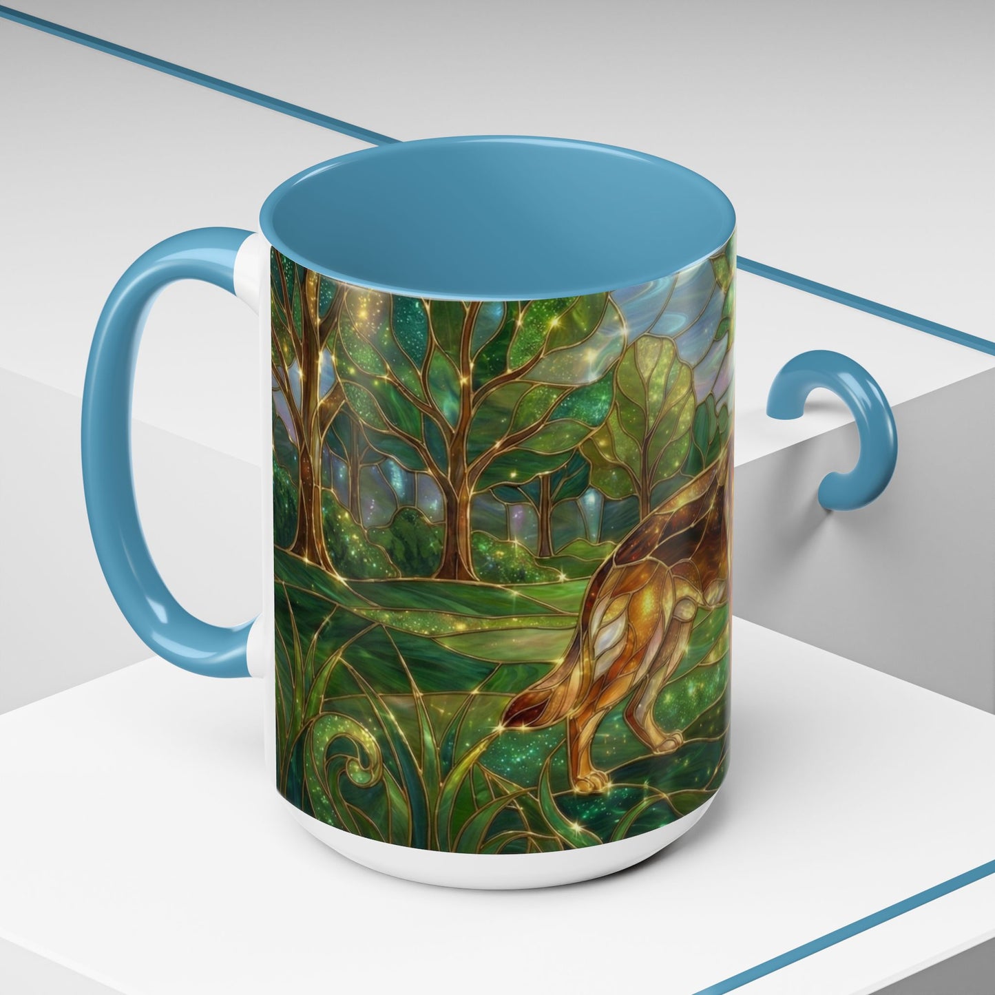 German Shepherd Mug, Stained Glass Dog Coffee Mug, German Shepherd Art Cup, Dog Lover Gift, Pet Memorial Mug, Colorful Dog Mug