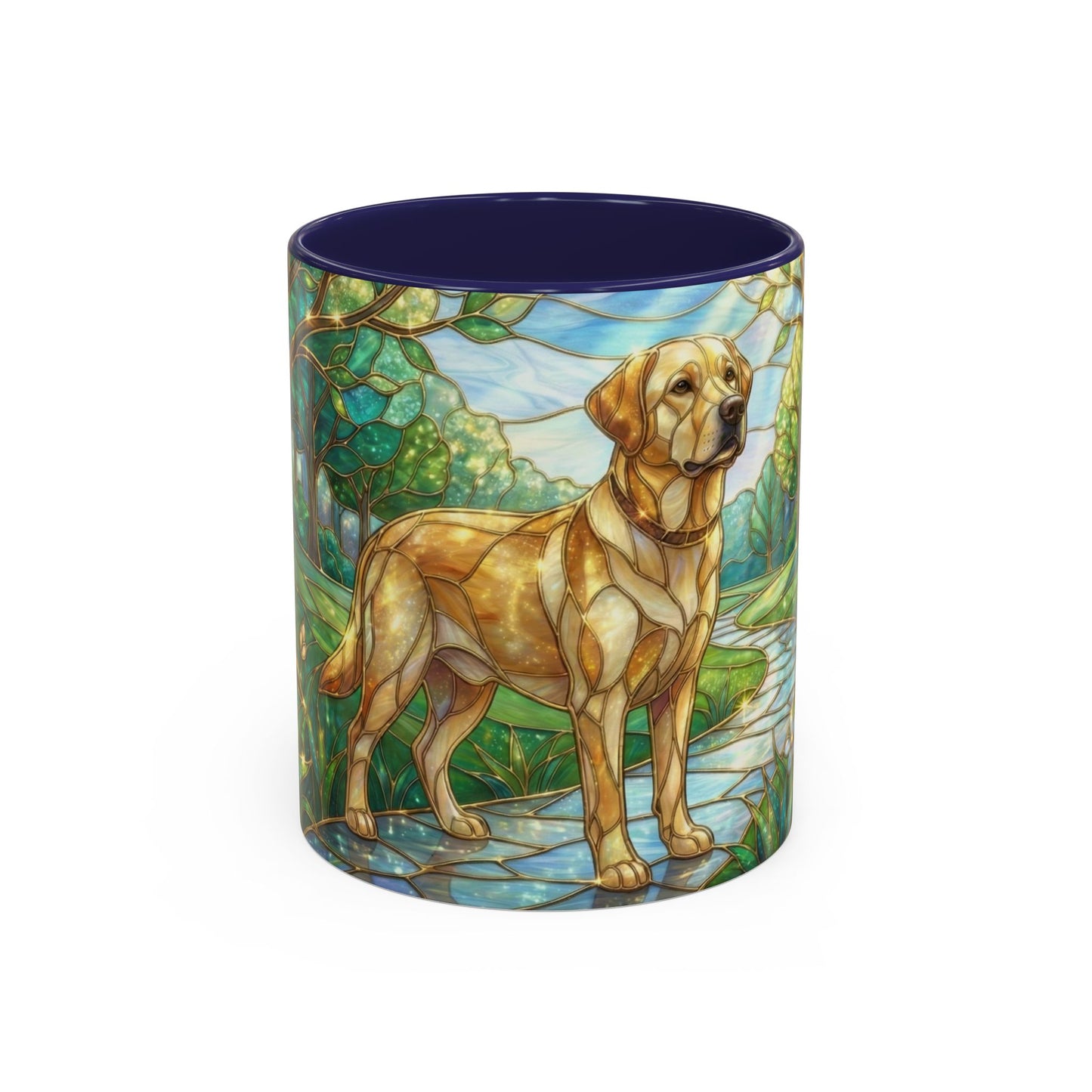 Stained Glass Labrador Mug, Dog Lover Coffee Mug, Labrador Retriever Art Cup, Pet Memorial Gift, Colorful Dog Mug, Nature Art Mug