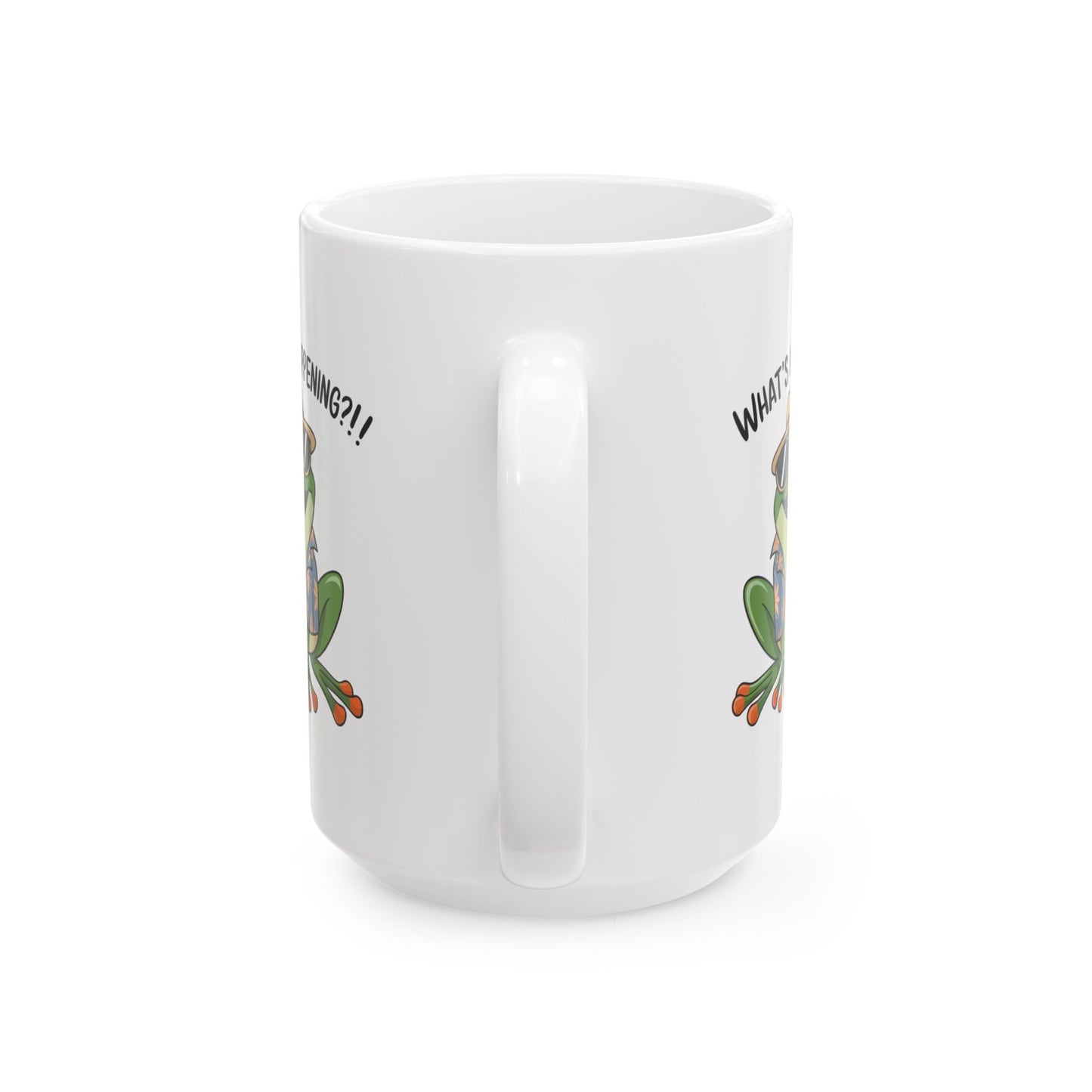 What’s Hoppening?! Frog Mug – Funny Tropical Frog in Hawaiian Shirt Coffee Cup, Cute Animal Ceramic Mug, Funky Gift for Frog Lovers