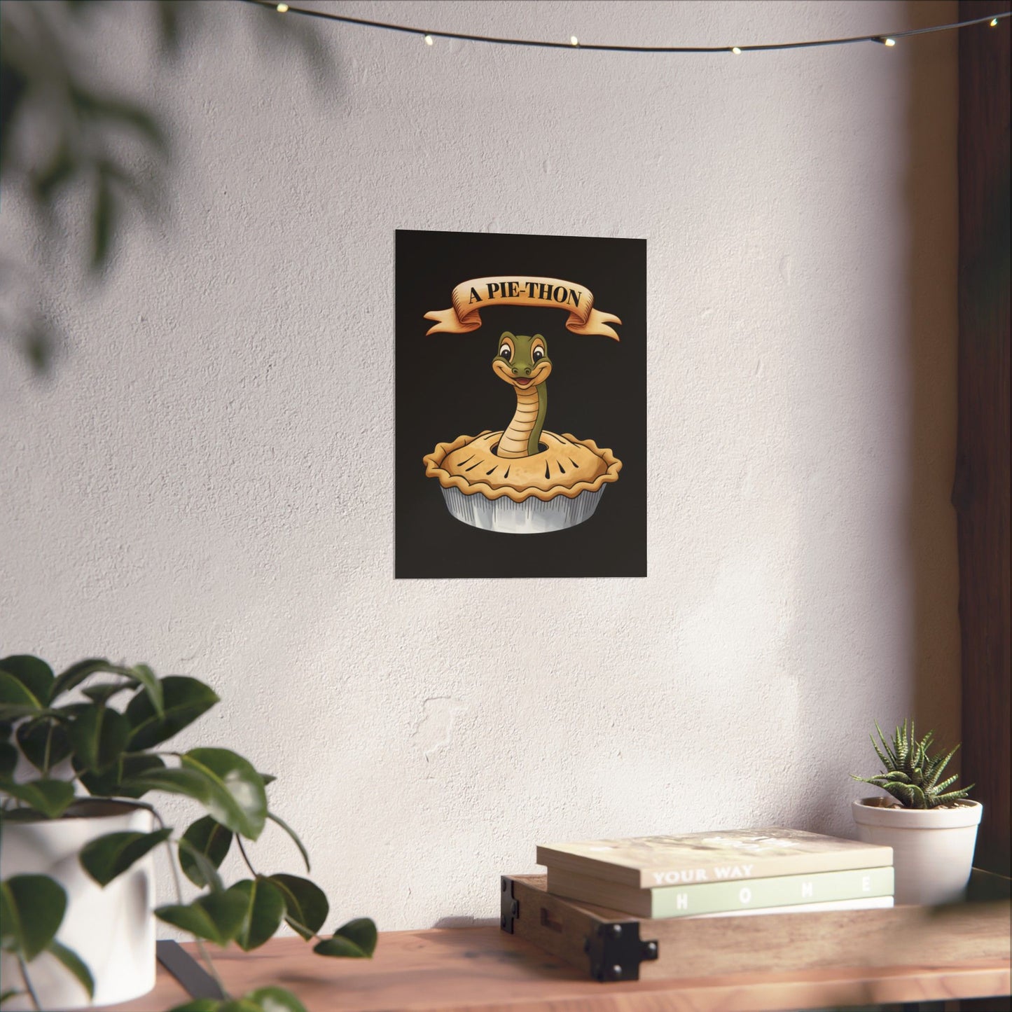 Vertical Poster - Funny 'Pie-Thon' Snake in Pie Joke Print