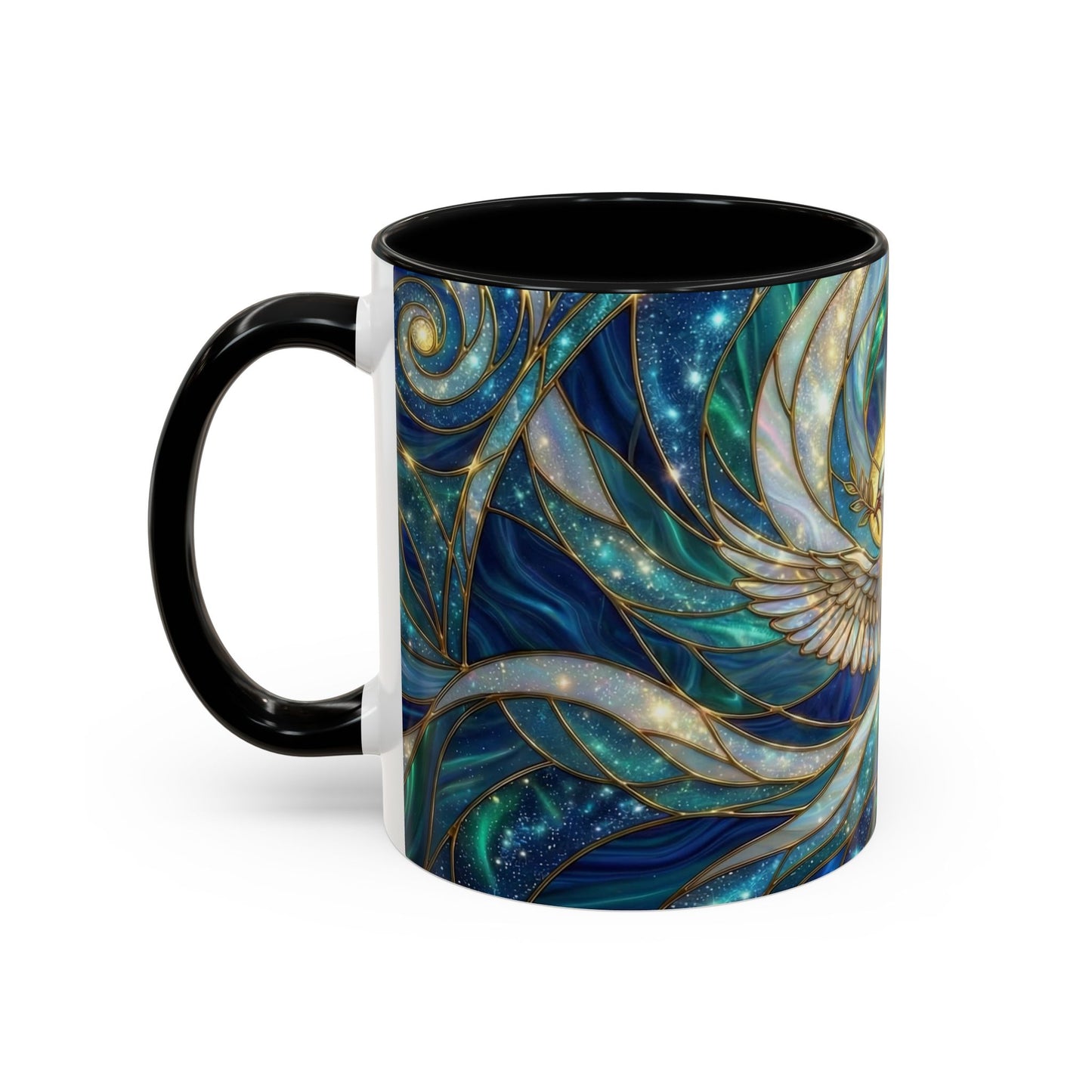 Stained Glass Dove Mug, Christian Coffee Cup, Religious Gift, Faith Art Mug, Holy Spirit Dove, Inspirational Christian Mug