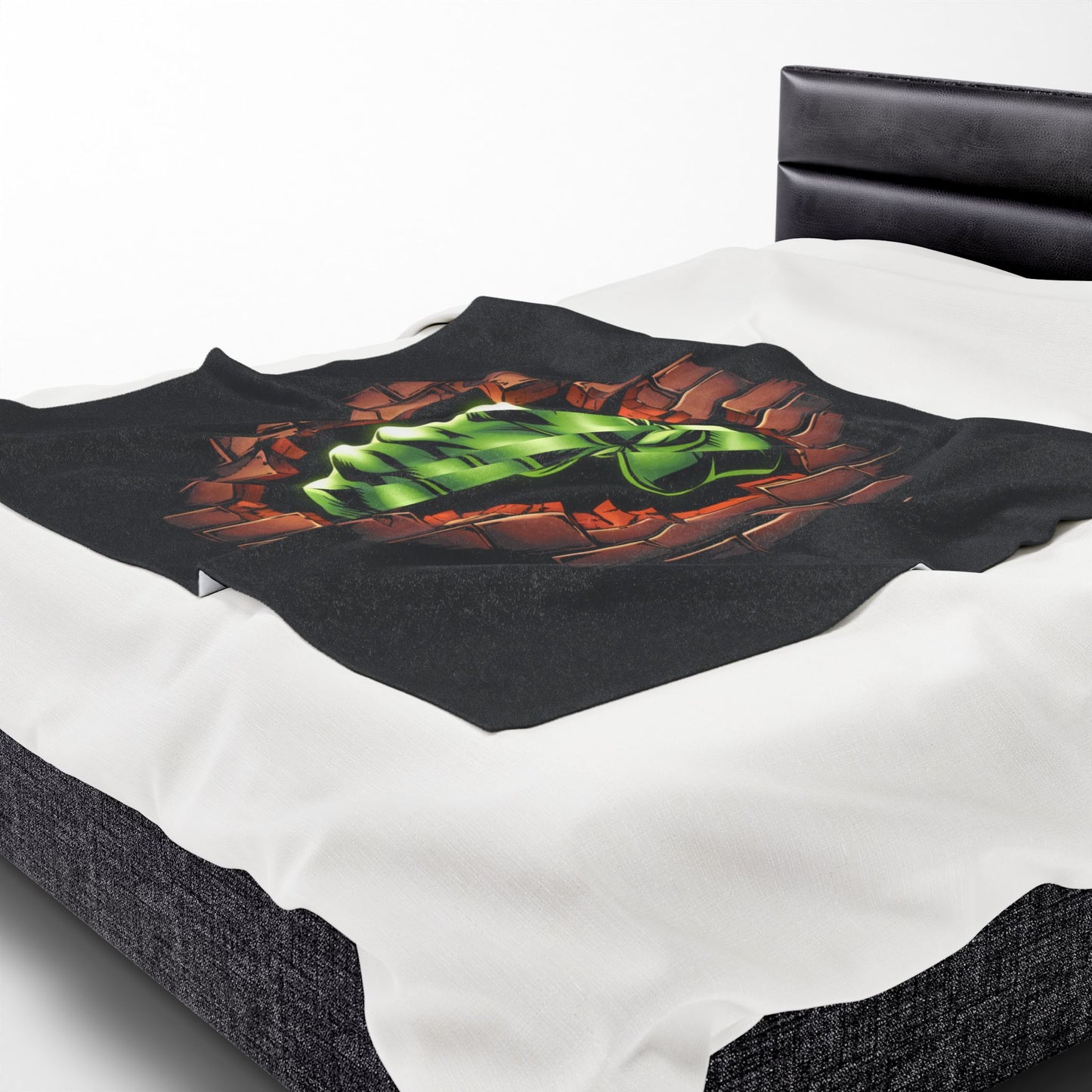 Plush Blanket Green Fist Smash Design, Green Throw, Green Comic Blanket, Geeky Decor