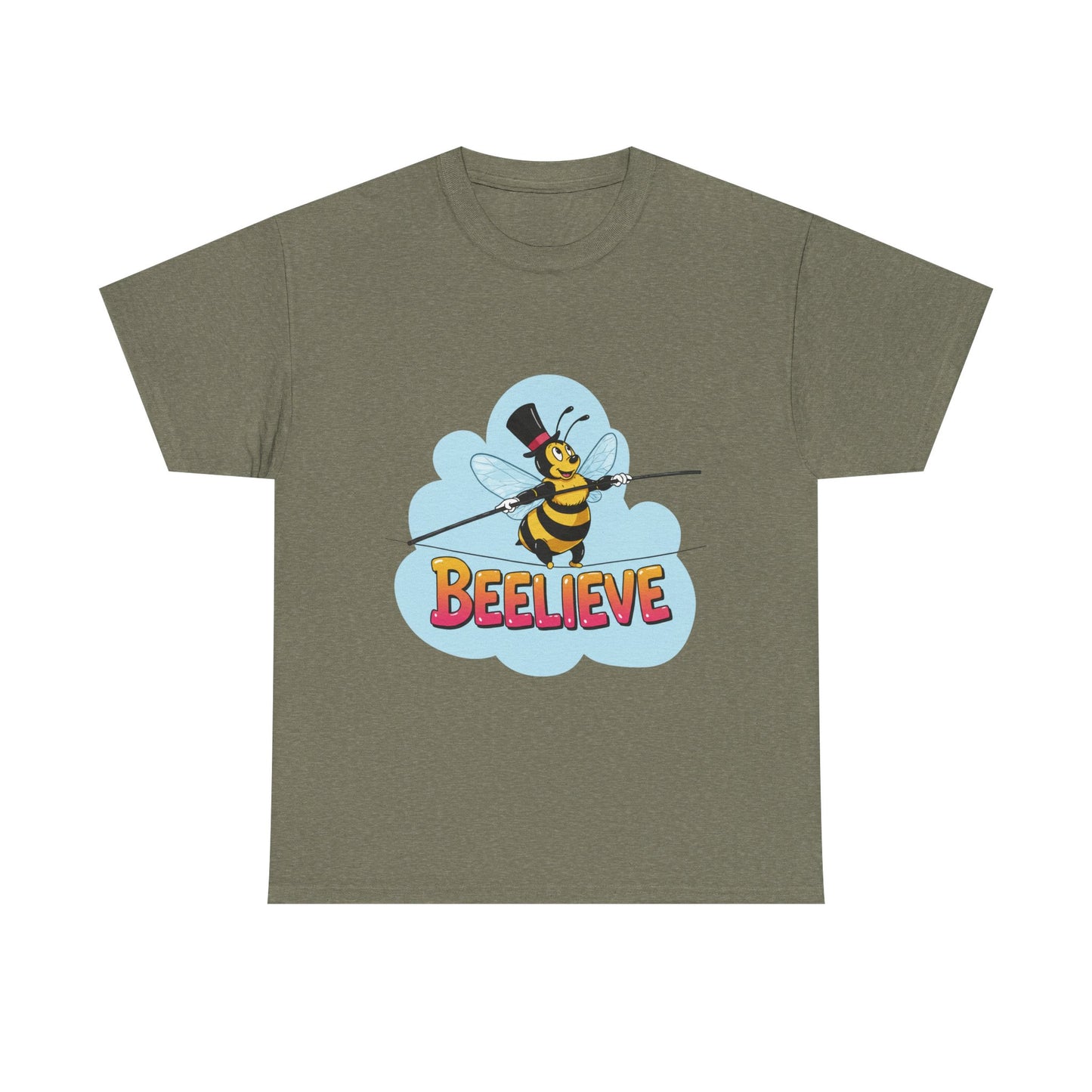 “Beelieve” Bee Pun T‑Shirt | Cute Bee Graphic Tee | Inspirational Pun Shirt | Funny Nature Lover Gift | Bee Belief Positive Vibes Tee
