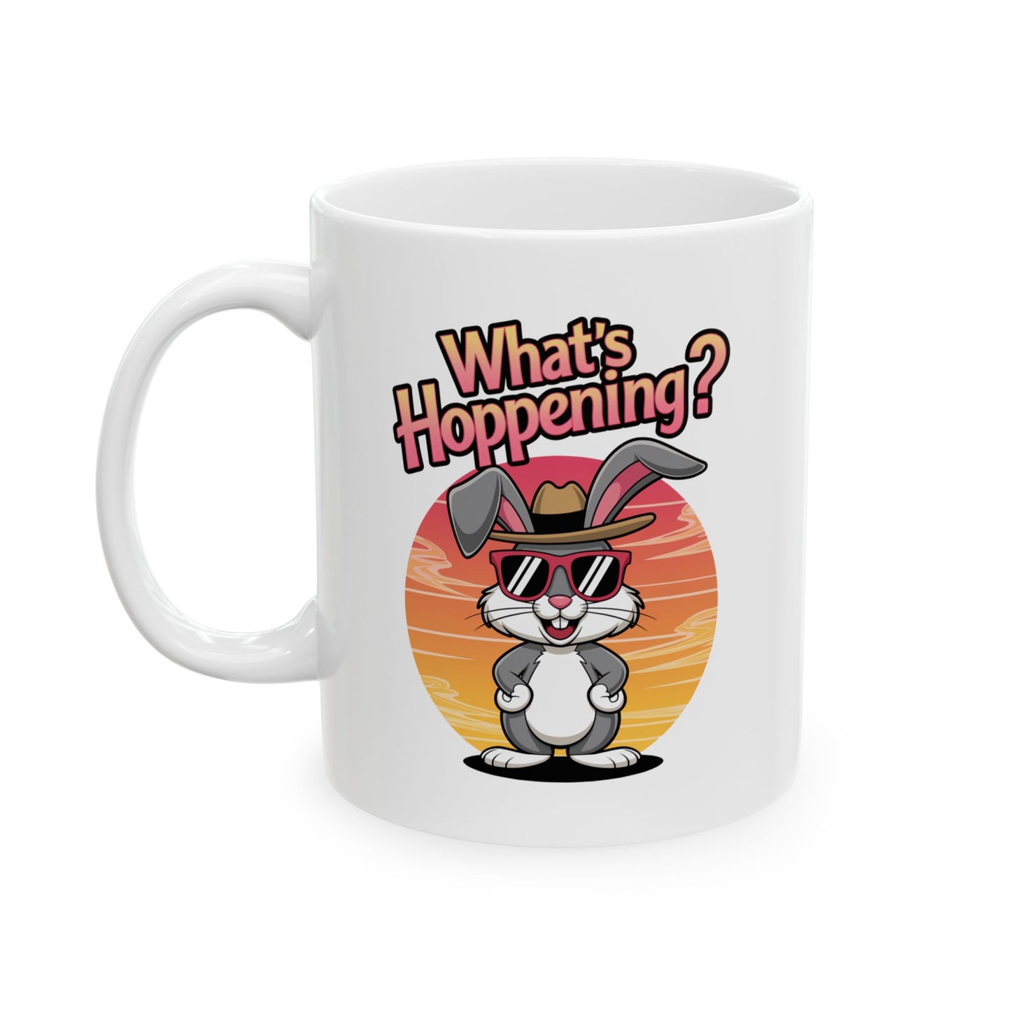 What’s Hoppening Funny Bunny Mug – Cute Rabbit Coffee Cup with Easter Pun, Dishwasher Safe Ceramic, Hilarious Gift for Animal Lovers & Friends