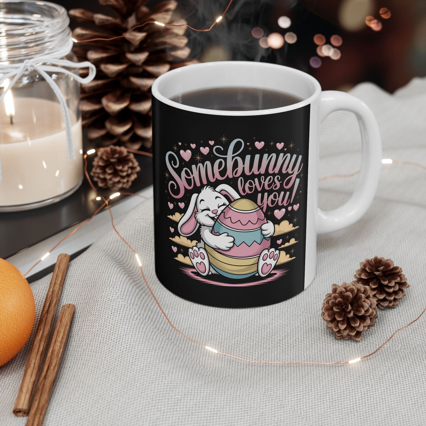 Easter Mug - Easter Bunny Somebunny Loves You Easter Cup Bunny Mug
