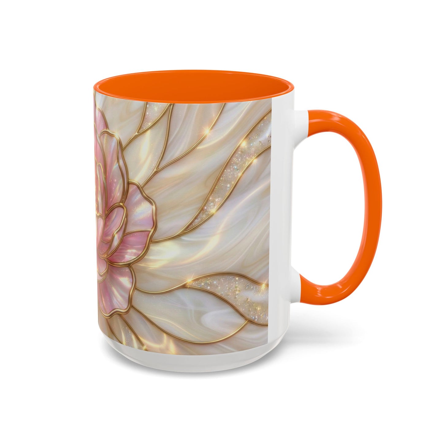 Pink Peony Stained Glass Mug, Gold Floral Coffee Cup, Elegant Flower Gift For Her, Fairycore Tea Cup, Mothers Day Present, Pearl Art Decor