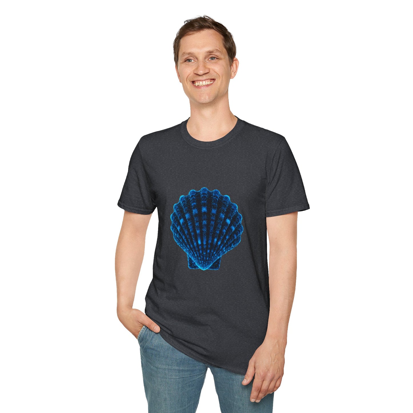 Geometric Digital Shell T‑Shirt • Nature Inspired Graphic Tee • Cottagecore, Y2K Nostalgia, Bold Minimalist Women & Men Gift