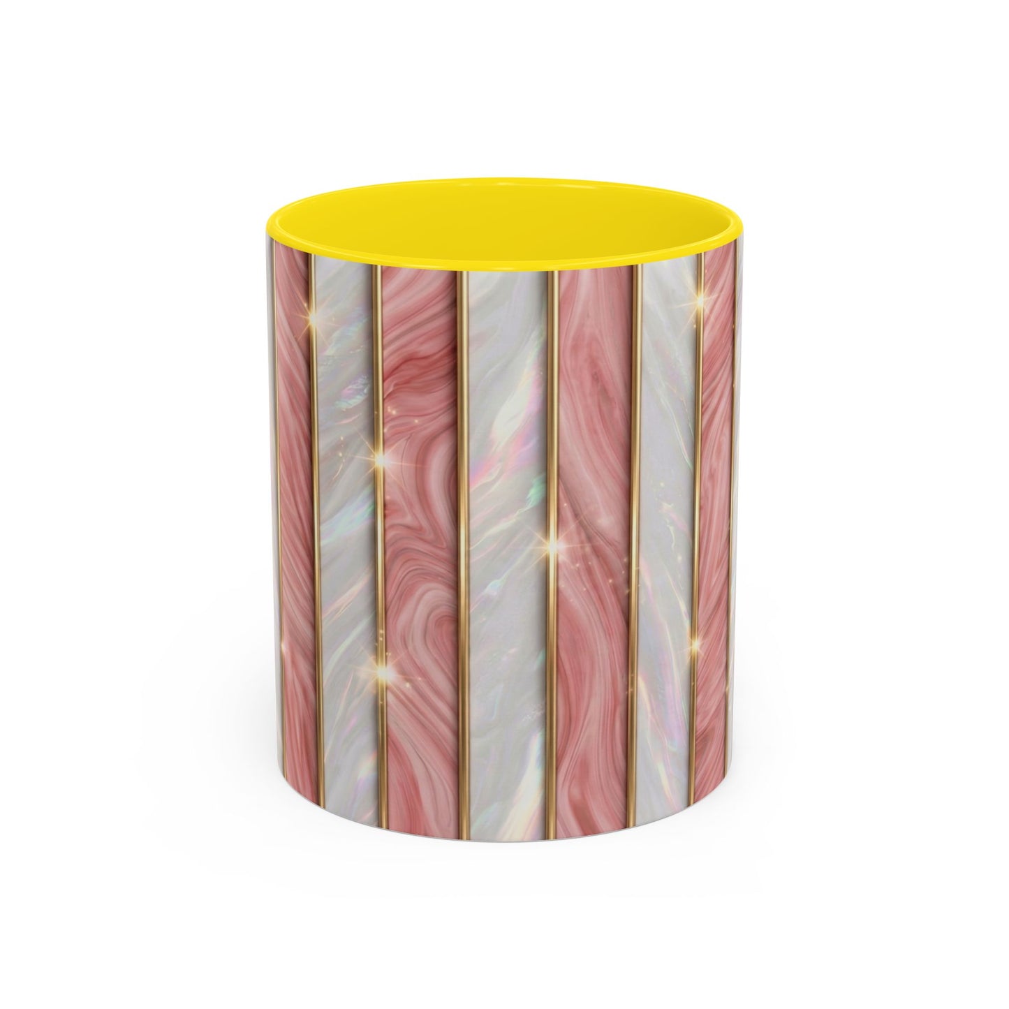 Pink Marble Coffee Mug, Gold Stripe Faux Agate Cup, Glam Desk Accessory, Elegant Tea Mug, Luxury Gift for Her, Chic Office Desk Decor