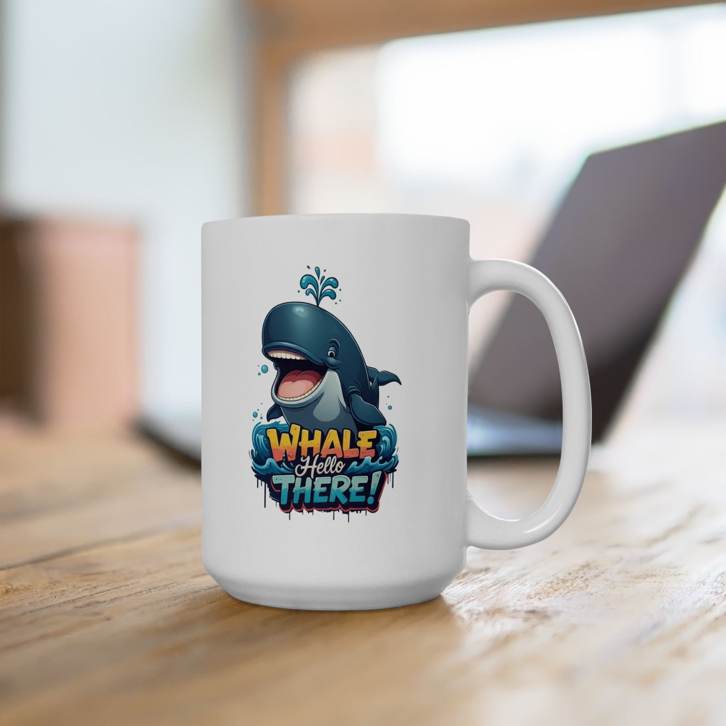 Whale Hello There Mug – Cute Ocean Whale Cartoon Coffee Tea Cup – Funny Pun Design – Nature Animal Lover Gift – Cottagecore Aesthetic Mug