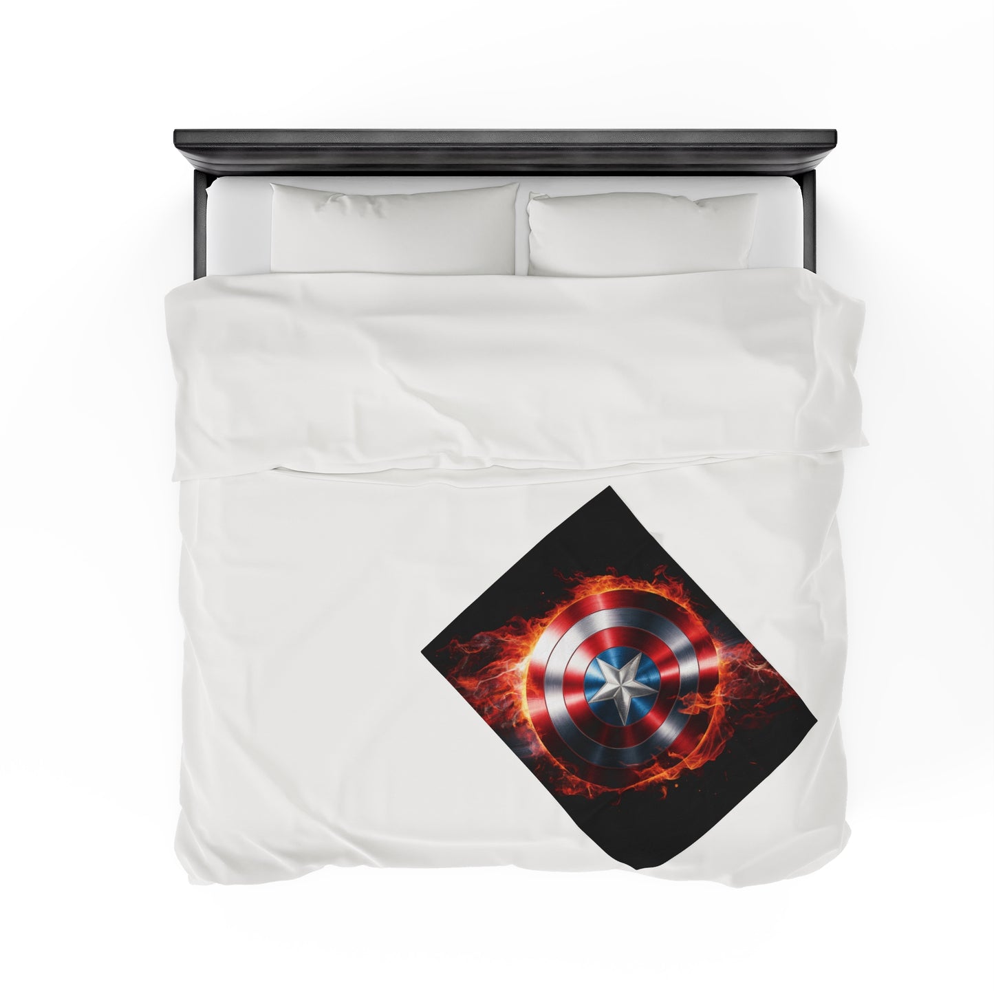 Plush Blanket Shield Flames Design