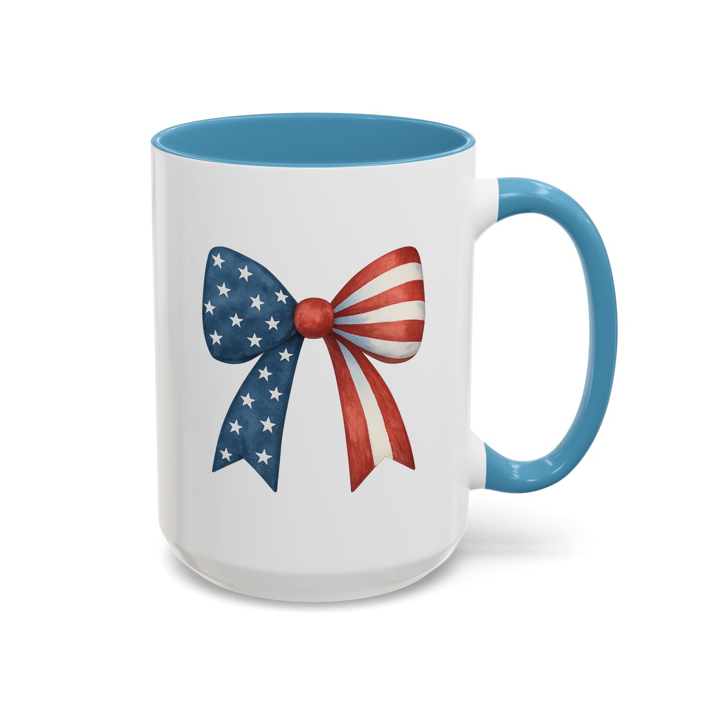 Patriotic Bow Mug | 4th of July Coffee Mug | American Flag Mug | USA Stars Stripes Cup | July 4th Gift Idea | Red White Blue Drinkware
