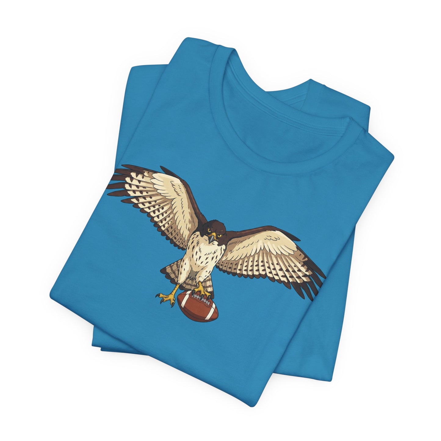 Hawk Football Shirt, Hawk Holding Football T Shirt, Football Mascot Tee, Bird Of Prey Shirt, Sports Fan Gift, Game Day Hawk Tee