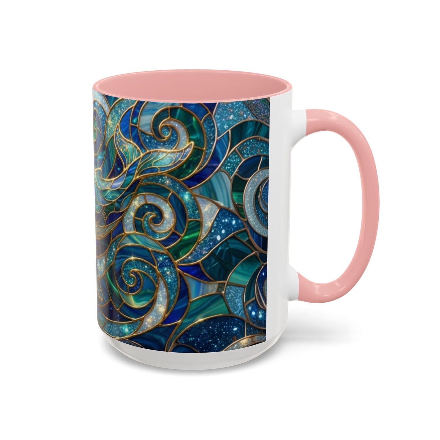 Stained Glass Whale Mug, Ocean Art Coffee Cup, Blue Sea Life Design, Nautical Gift For Ocean Lovers, Colorful Stained Glass Whale Cup
