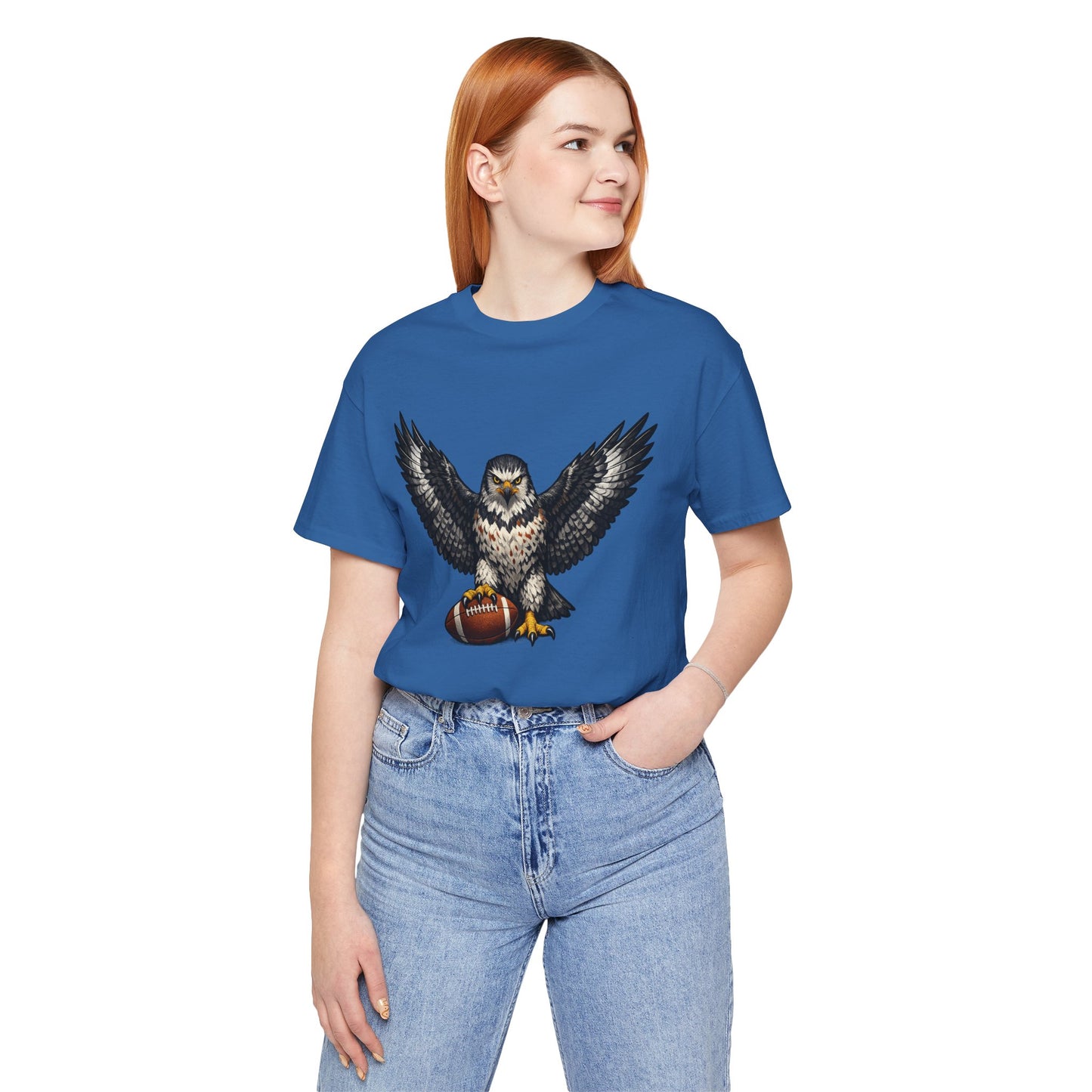 Hawk Football Shirt, Hawk Holding Football T Shirt, Hawk Mascot Tee, Football Bird Of Prey Shirt, Game Day Sports Tee, Hawk Fan Gift
