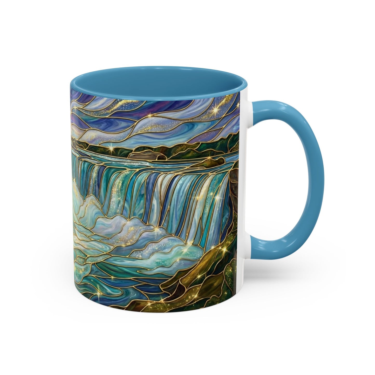 Faux Stained Glass Niagara Falls Mug, Waterfall Coffee Cup, Canada Souvenir Gift, Upstate New York Travel Memento, Nature Lover Tea Cup