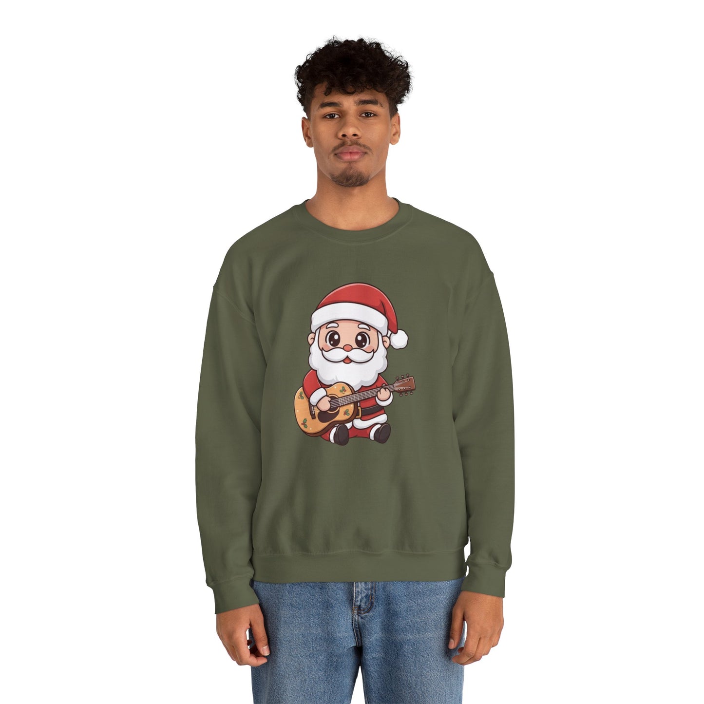 Cute Santa Guitar Sweatshirt | Christmas Music Lover Sweater | Holiday Crewneck | Funny Santa Musician Shirt | Cozy Xmas Gift for Him or Her