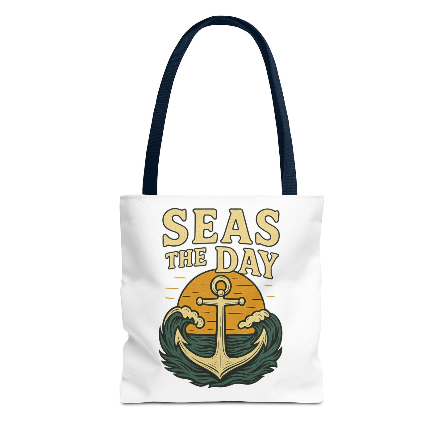 "Seas the Day" Nautical Tote Bag – Funny Beach Quote Canvas Bag with Anchor | Coastal Gift Idea for Summer, Travel, or Daily Use