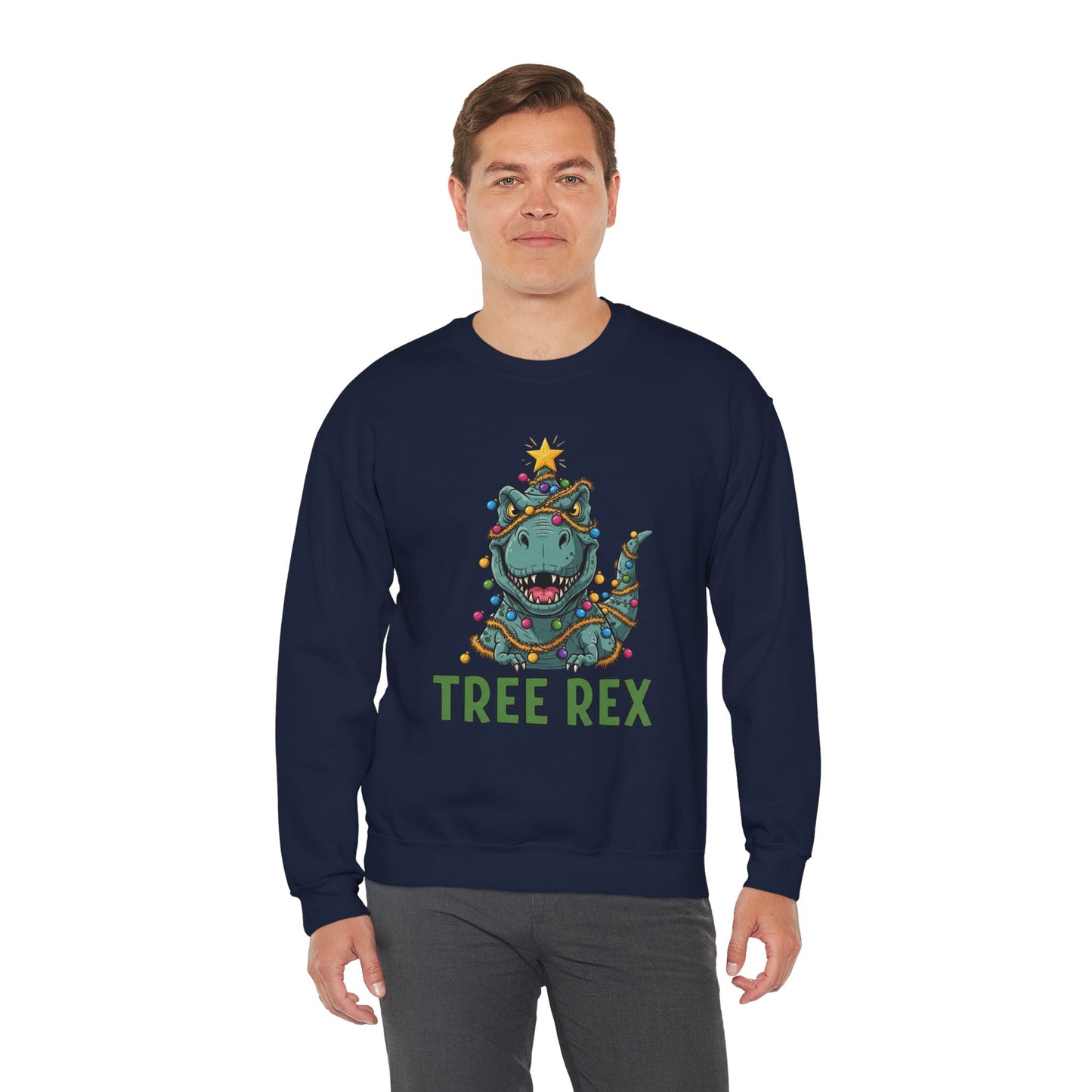 Tree Rex Christmas Sweatshirt, Funny Dinosaur Holiday Sweater, Cute T-Rex Christmas Crewneck, Festive Unisex Gift For Friends And Family