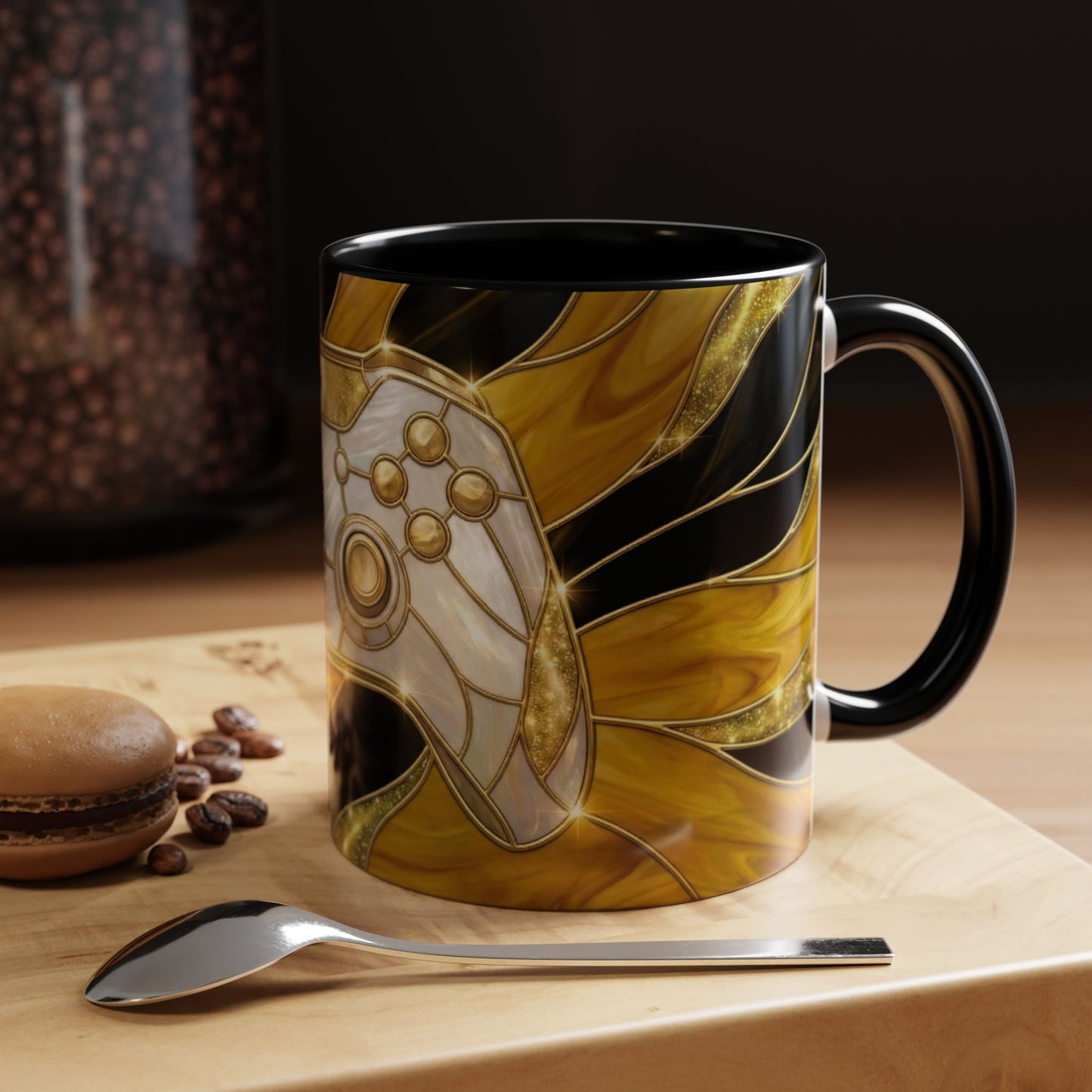 Stained Glass Gamer Mug, Gold Controller Coffee Cup, Video Game Gifts for Him, Gamer Boyfriend Gift, Teen Boy Gaming Mug, Desk Decor