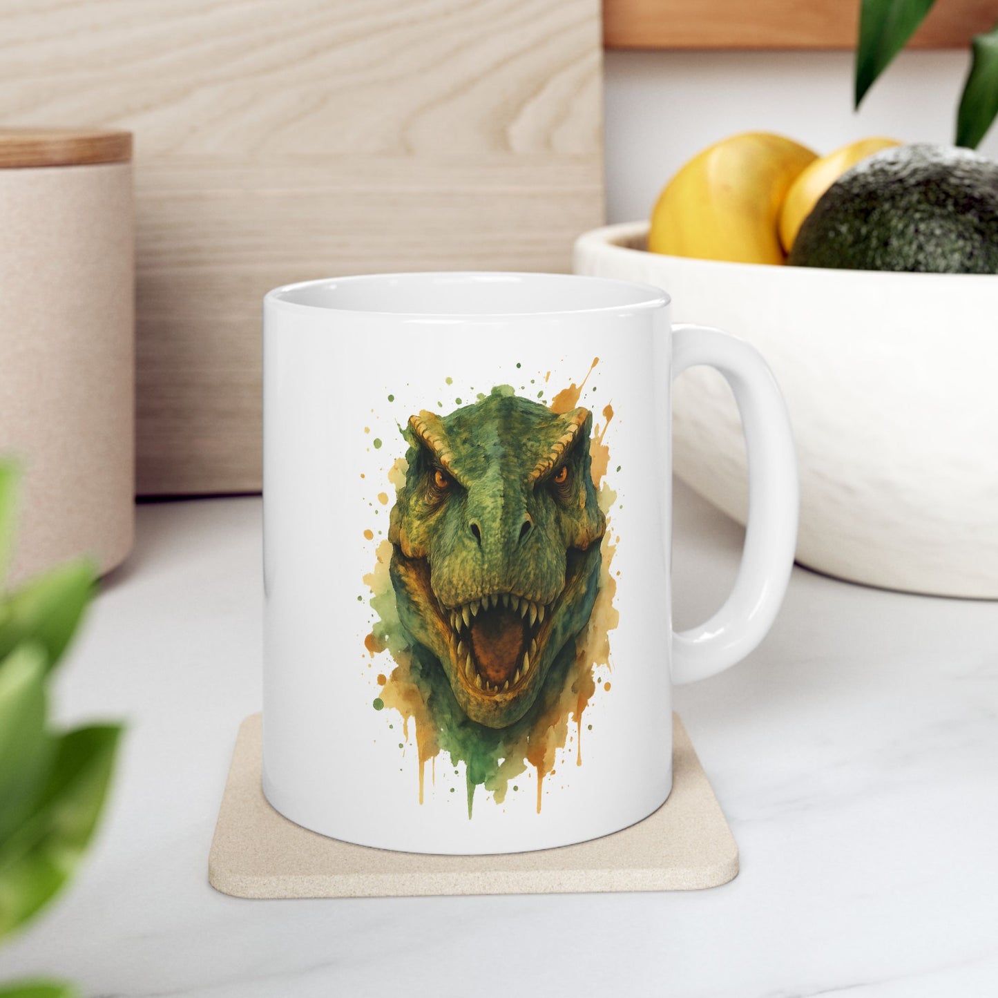 T-Rex Dinosaur Mug – Roaring T‑Rex Coffee Cup 11oz & 15oz | Jurassic Gift for Dino Lovers | Scary Dinosaur Kitchen Decor Mug