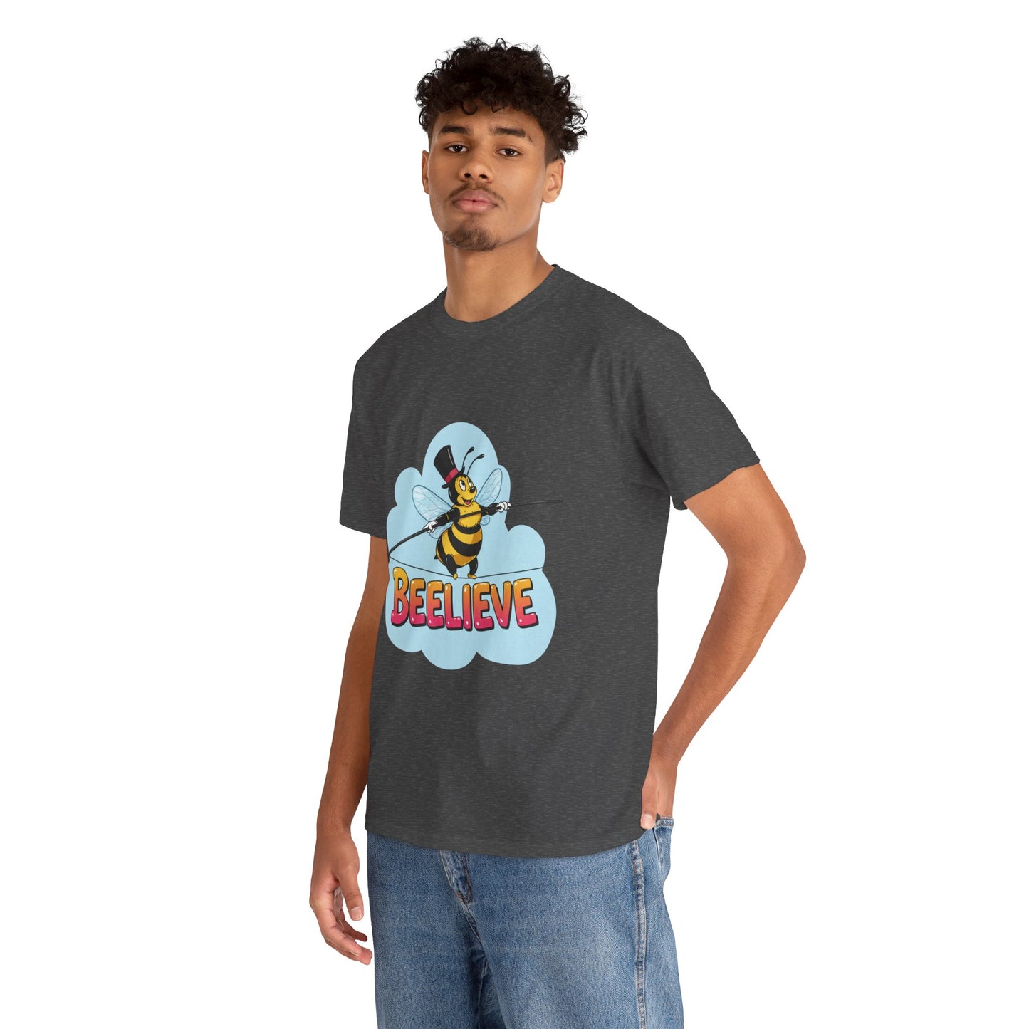 “Beelieve” Bee Pun T‑Shirt | Cute Bee Graphic Tee | Inspirational Pun Shirt | Funny Nature Lover Gift | Bee Belief Positive Vibes Tee