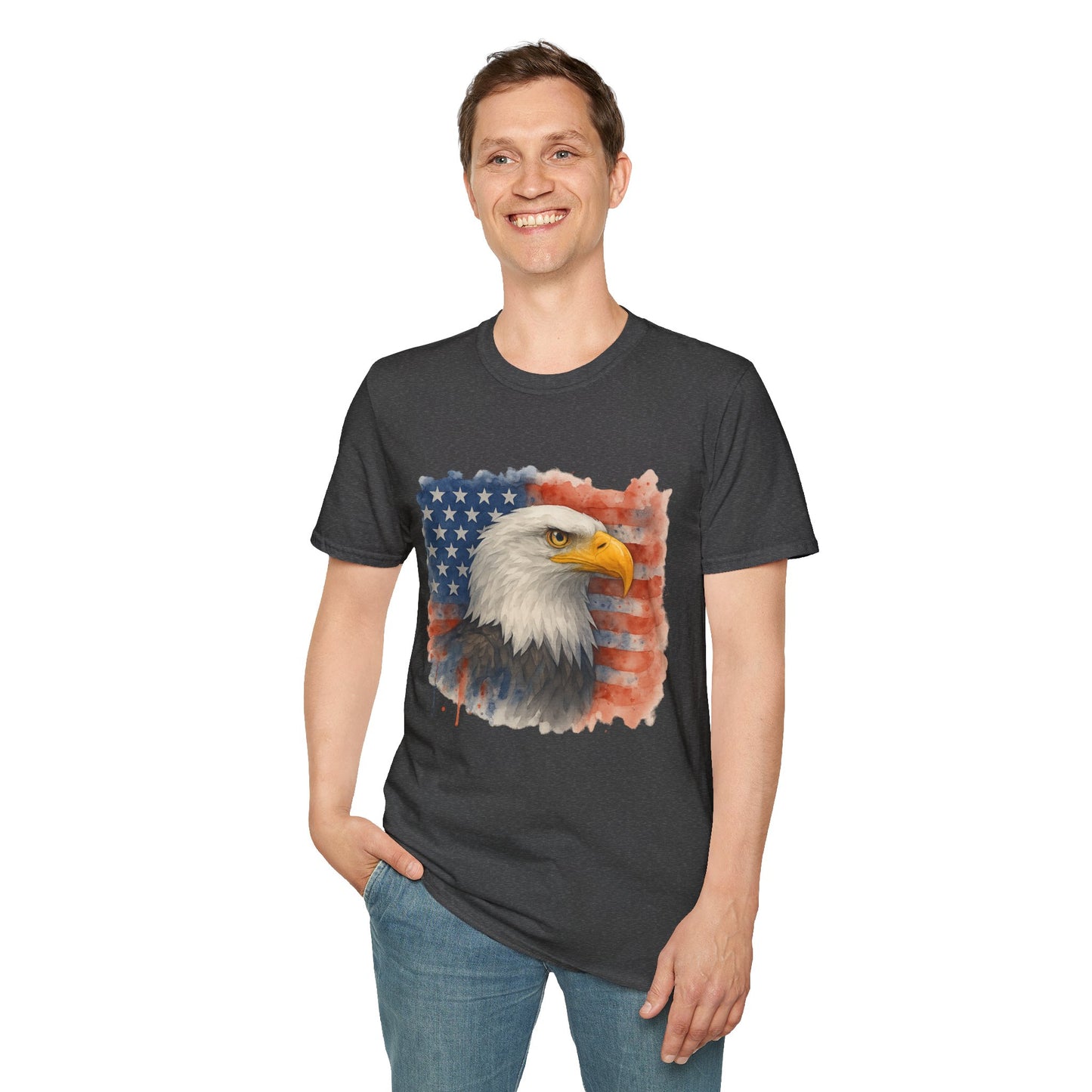 American Eagle & Flag T‑Shirt | Patriotic Graphic Tee | Bald Eagle USA Shirt | 4th of July Tee | Independence Day Apparel