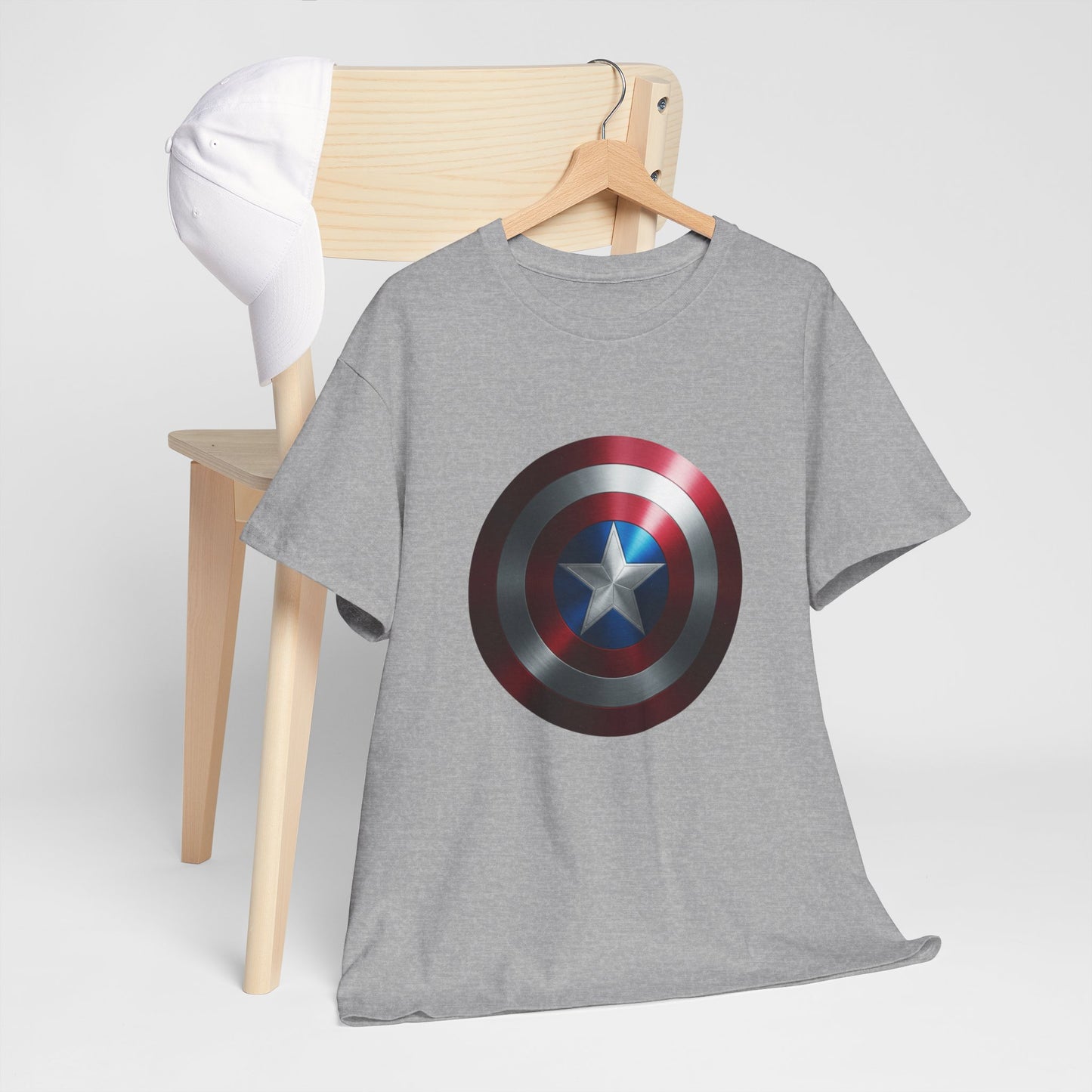 Patriotic Hero Shield Shirt – Star Emblem Graphic Tee – Super Soldier Gift – Comic Inspired Unisex Shirt – Cosplay Convention Top