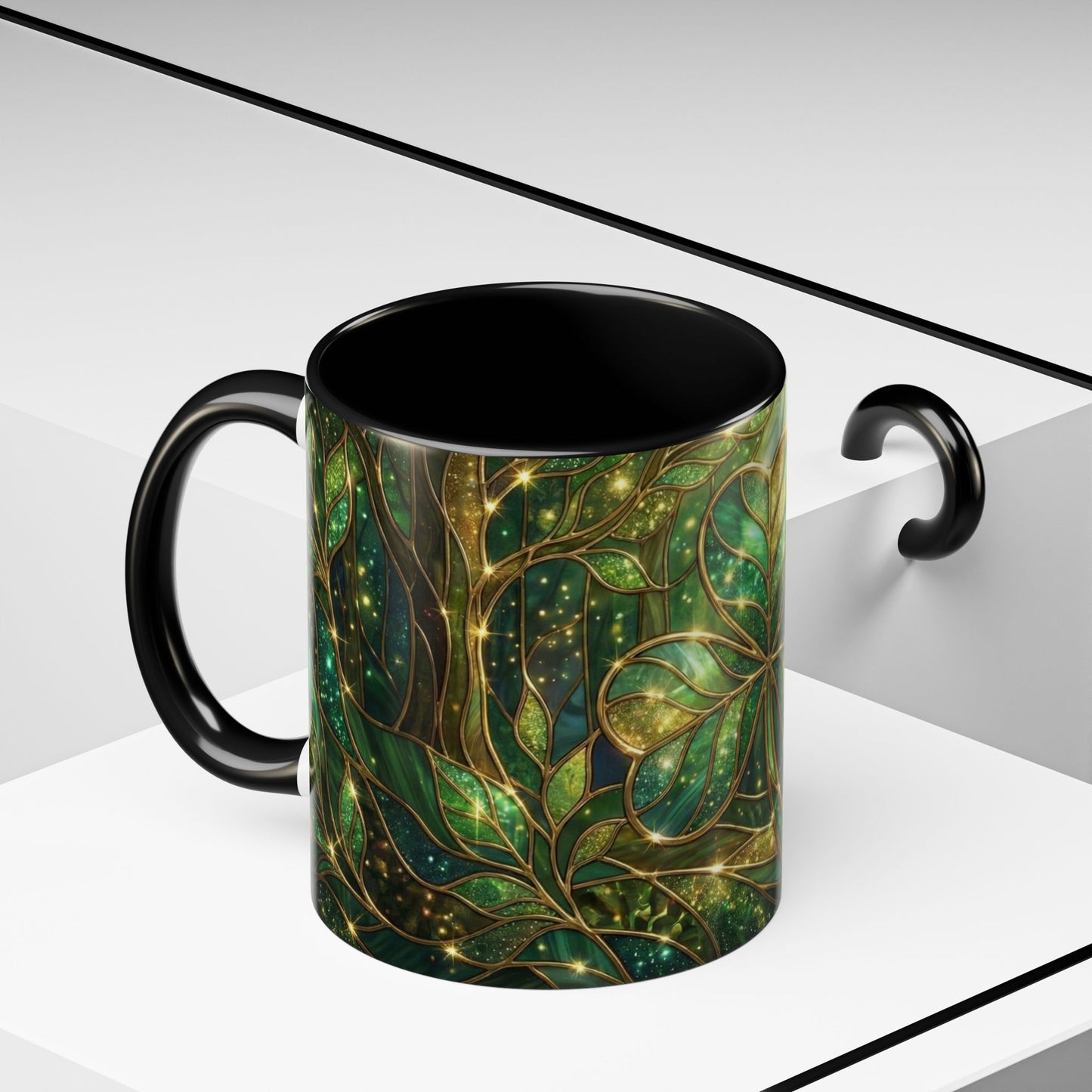 Stained Glass Shamrock Mug, Celtic Irish Coffee Cup, Green Stained Glass Mug, Shamrock Art Mug, St Patrick’s Day Gift